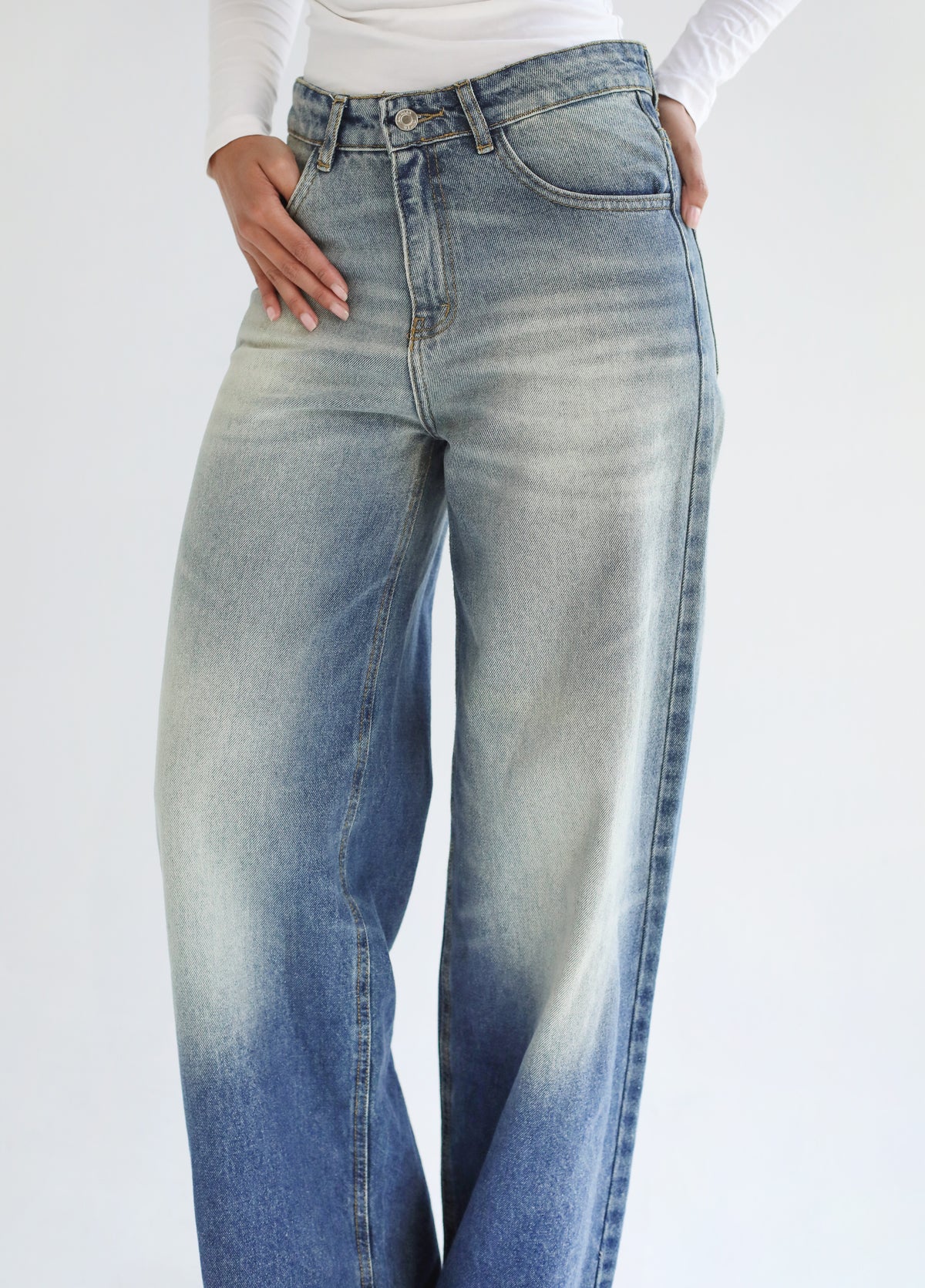 Standout Denim Pants in Washed Blue