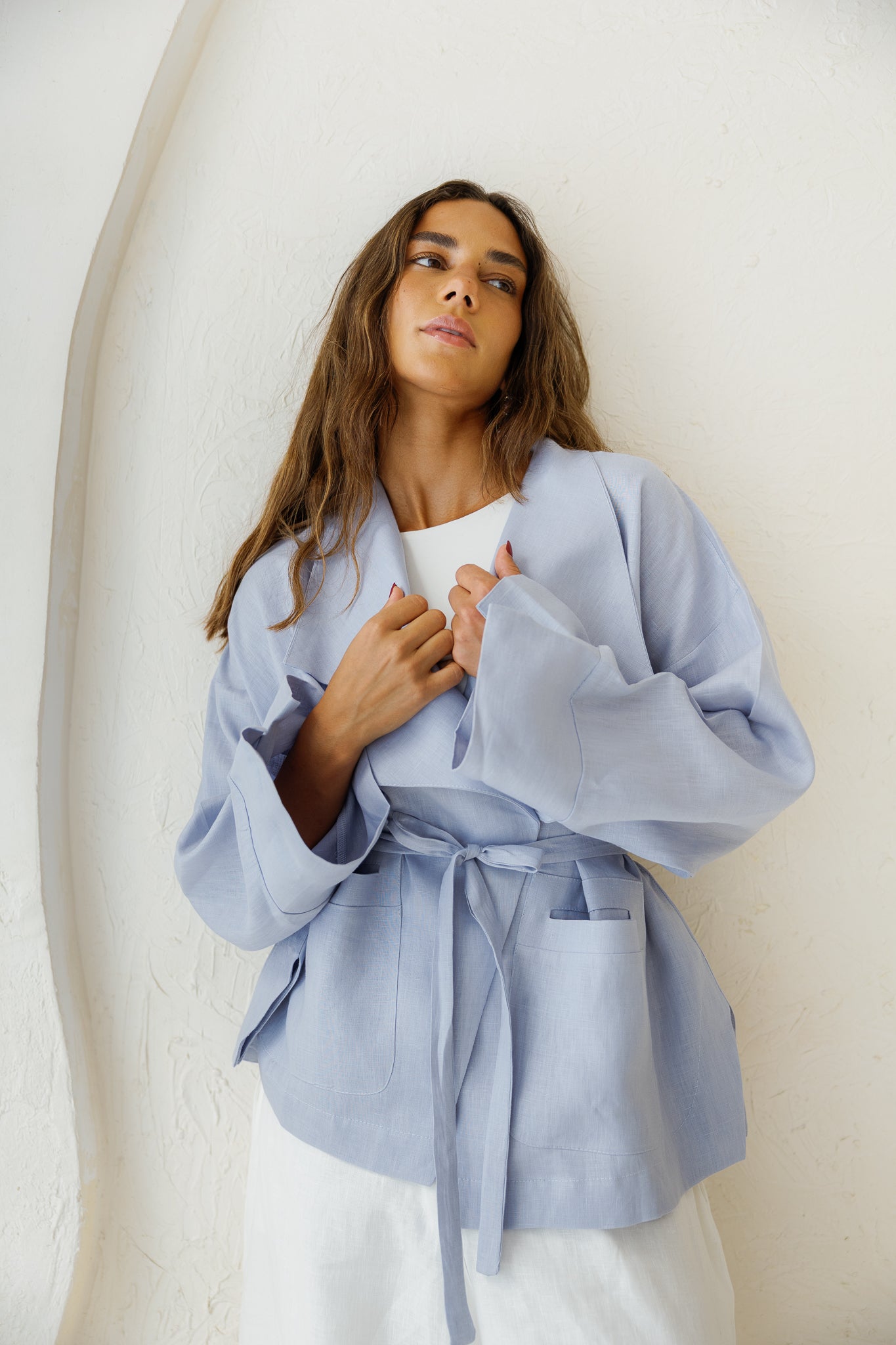 Full of Sunshine Linen Cardigan - Cloud Blue
