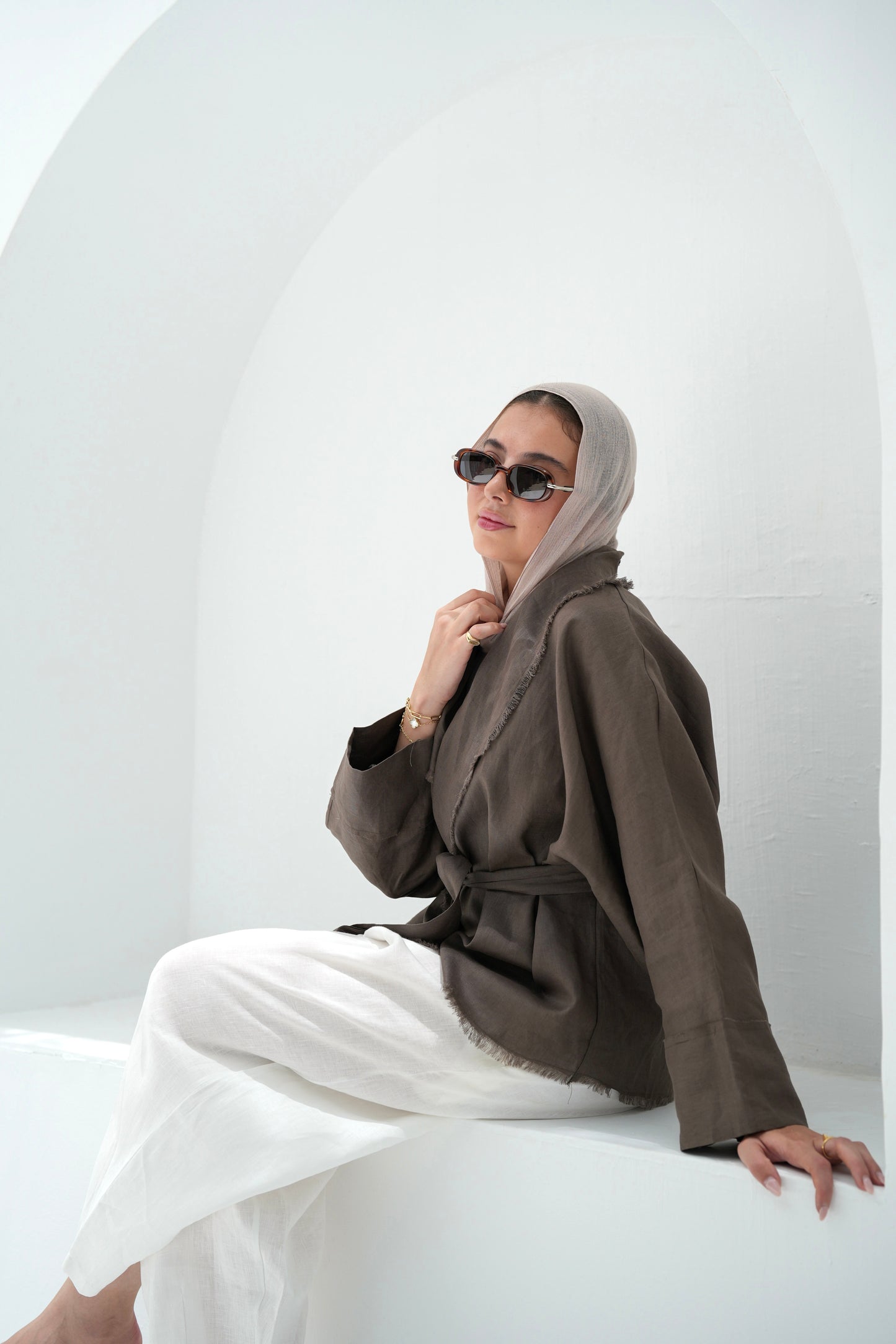 Sun Chaser Linen Cardigan - Mushroom