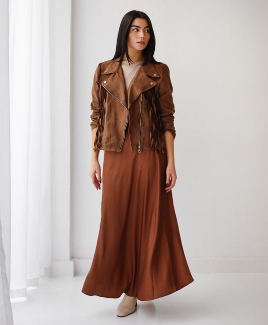 Satin Skirt in Brown