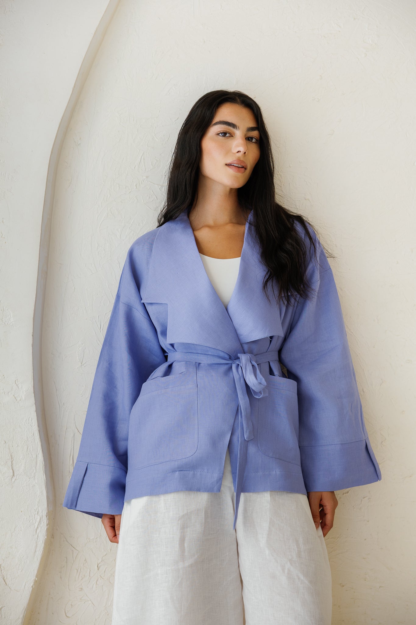 Full of Sunshine Linen Cardigan - Dusty Blue