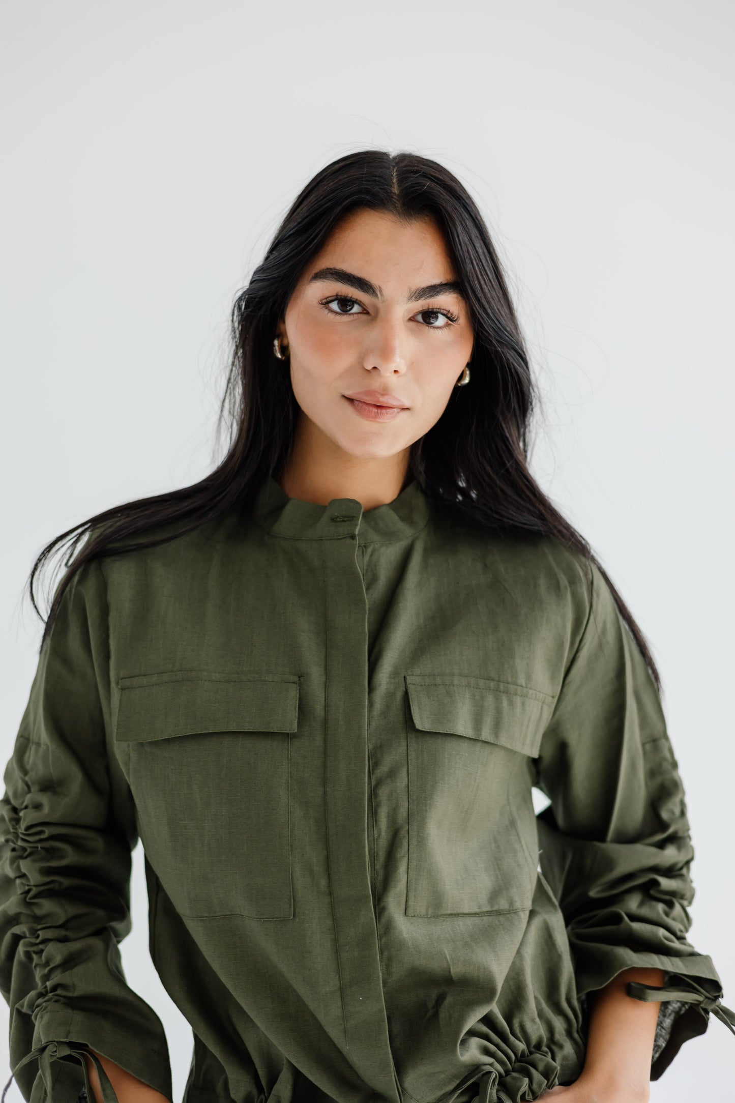 Pretty Fringes Linen Shirt - Olive