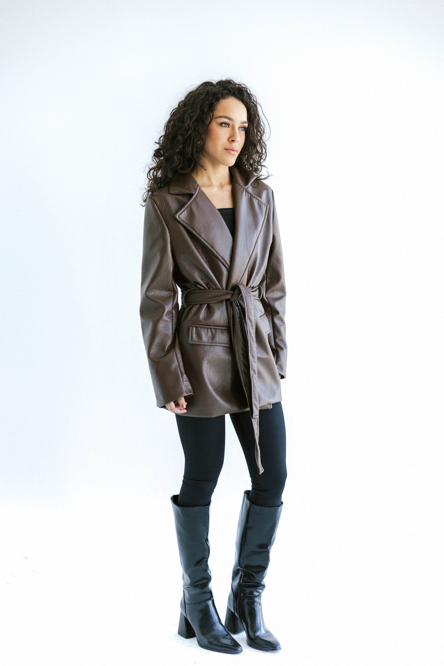 Going Places Leather Blazer (Long Version)  - Brown