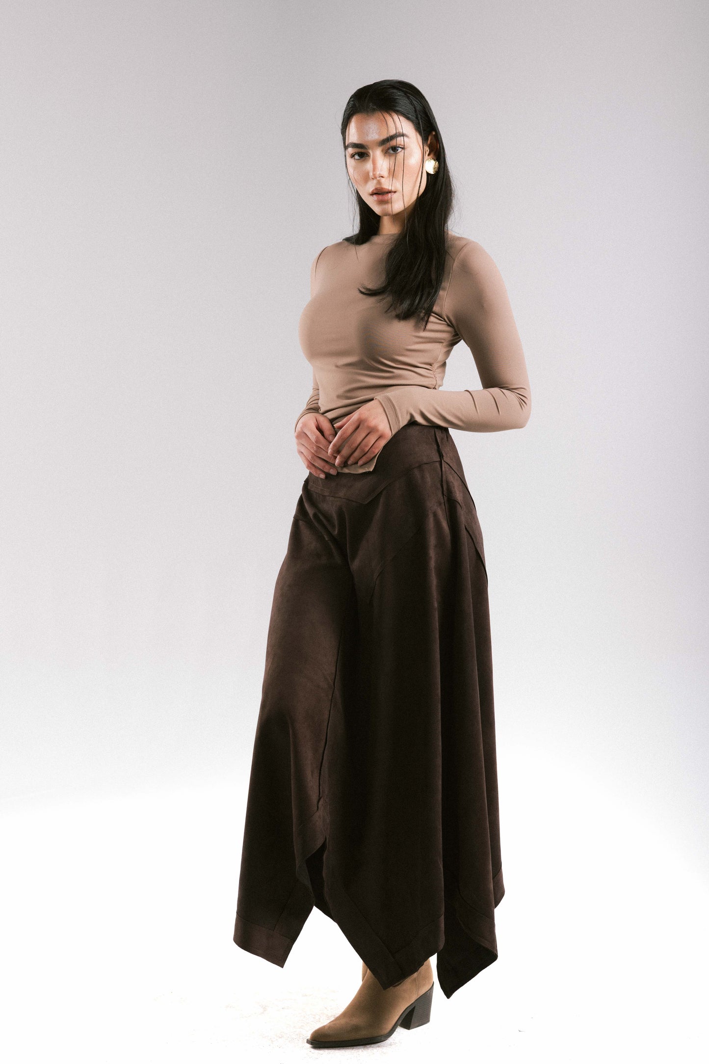In Her Moment Suede Skirt - Brown