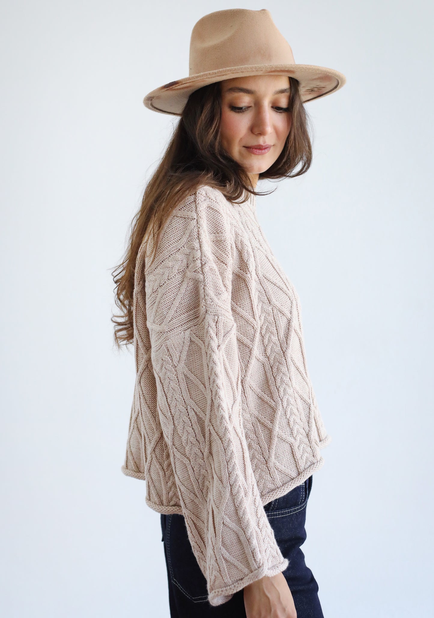 Heartwarming Cable Sweater in Beige