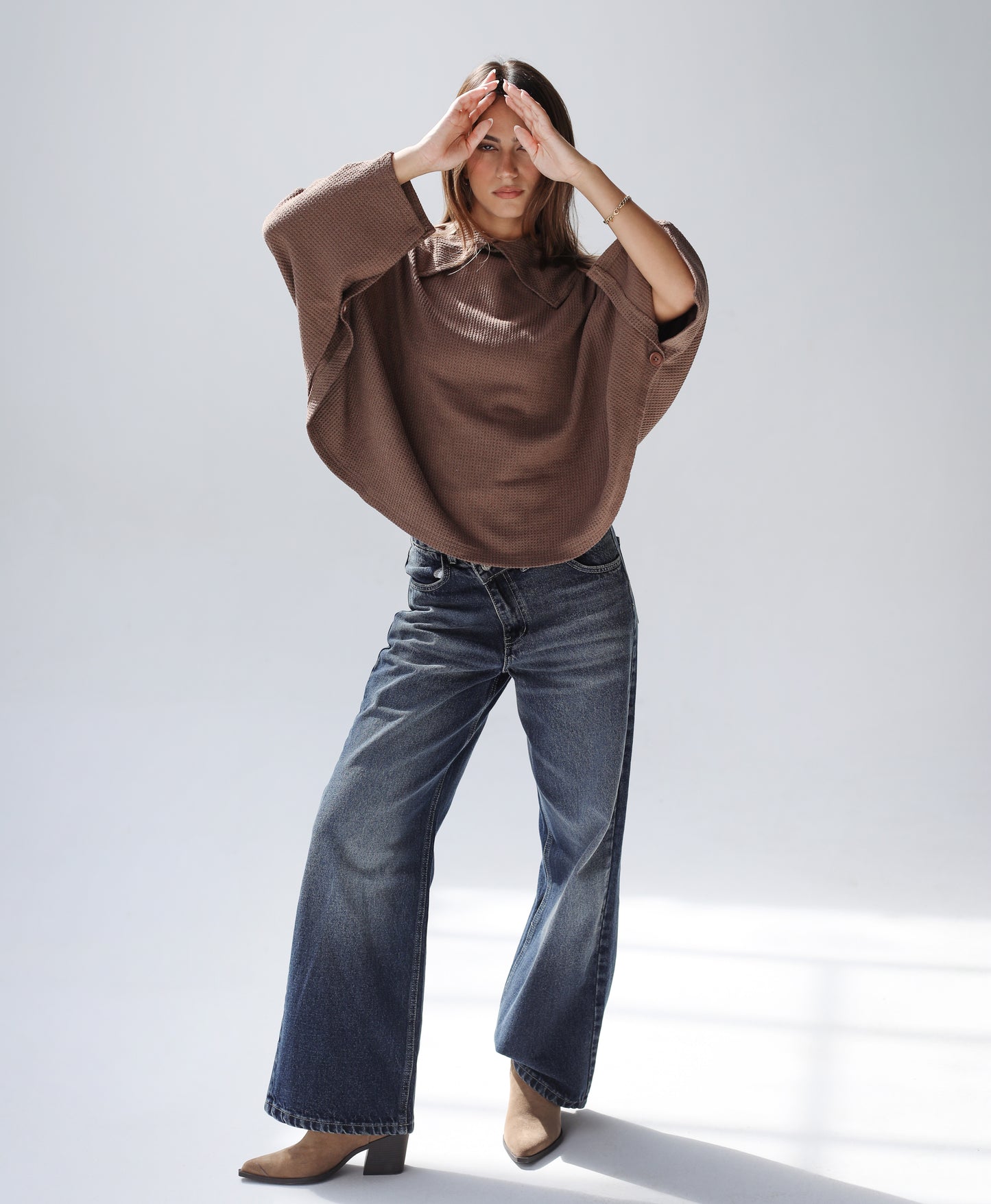 Wonderlust Knit Cape - Brown