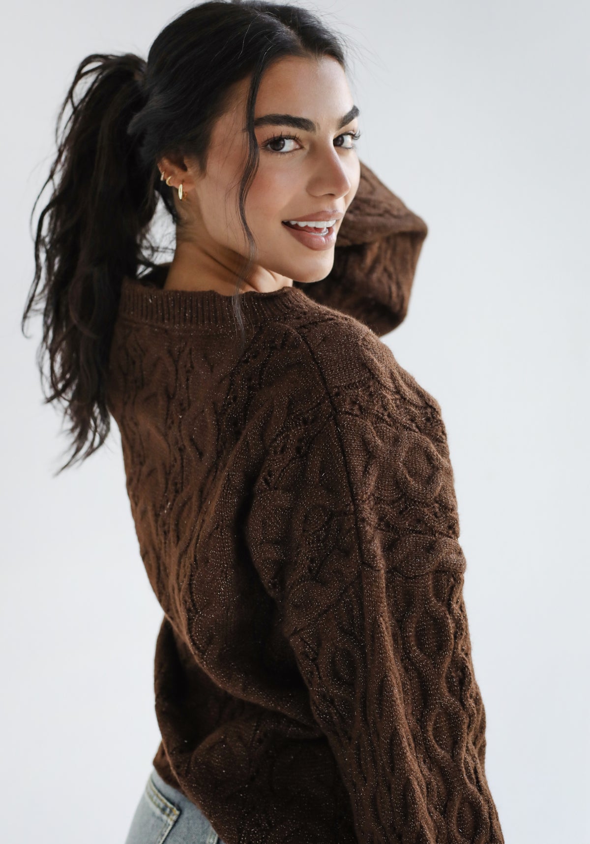 Sweet as you knit sweater - Brown