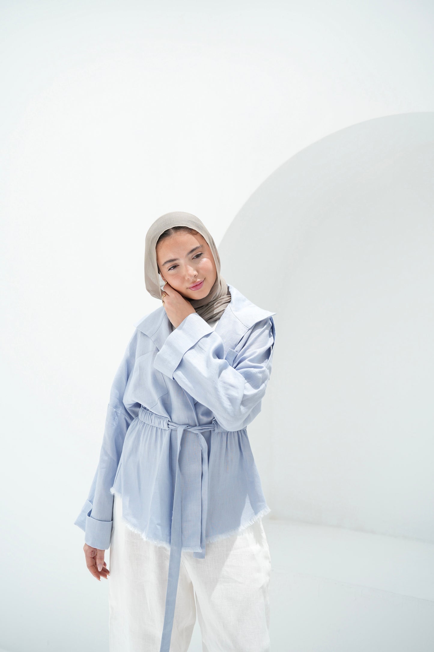Amalia’s Signature Linen Top - Baby Blue