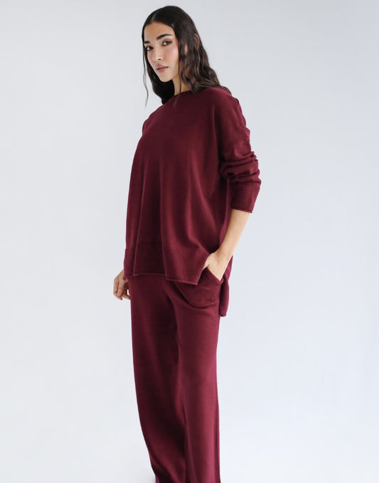 Good Feels Knit Set - Burgundy