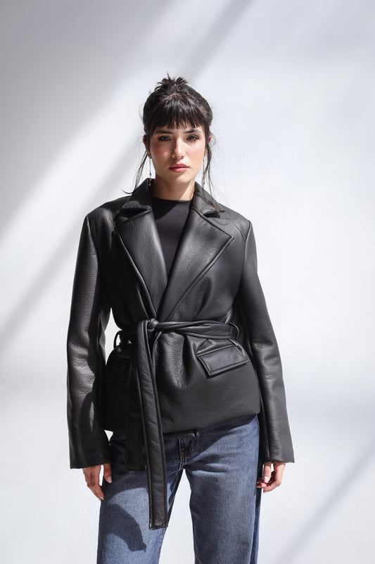 Going Places Leather Blazer - Black