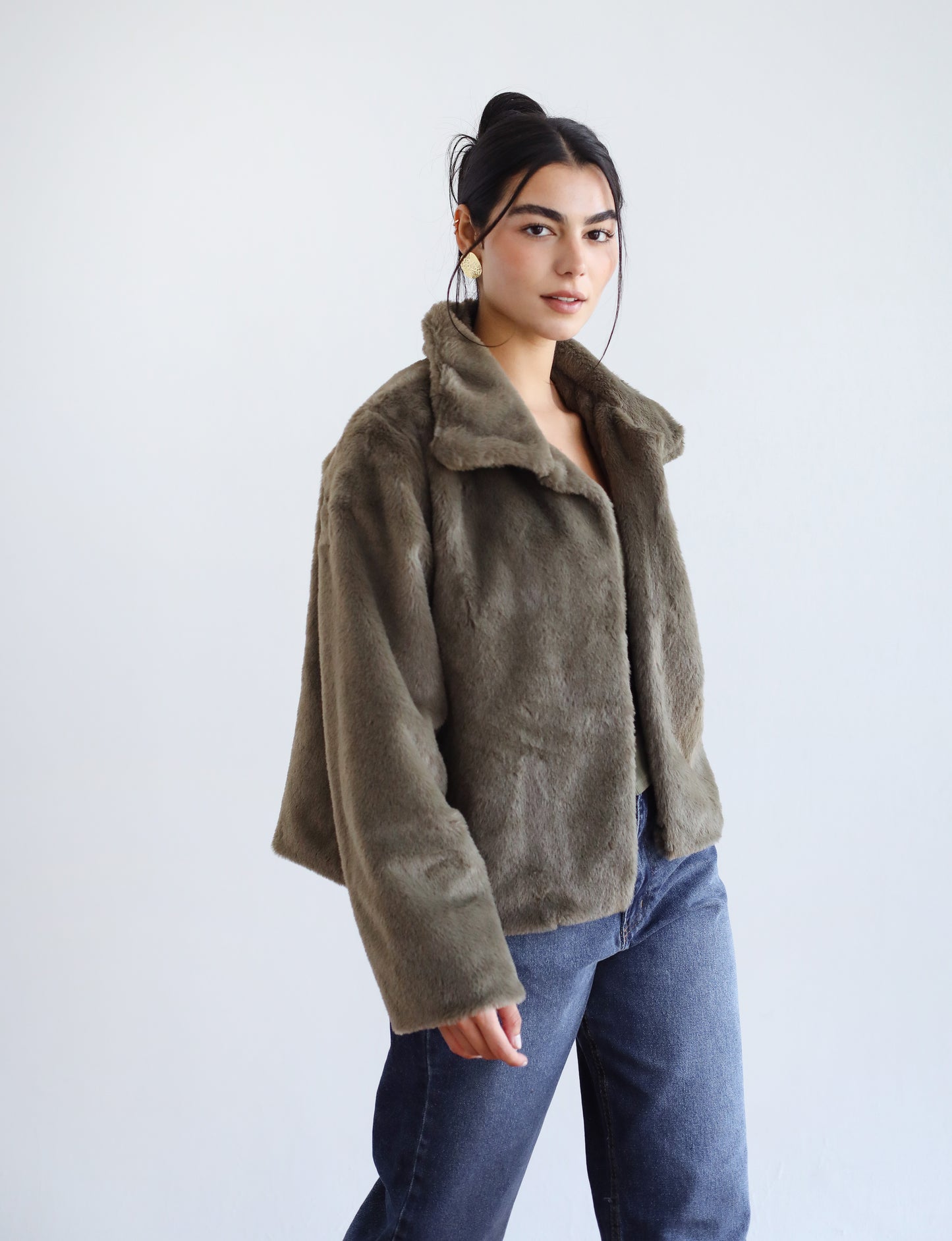 Stunner Faux Fur Jacket - Olive