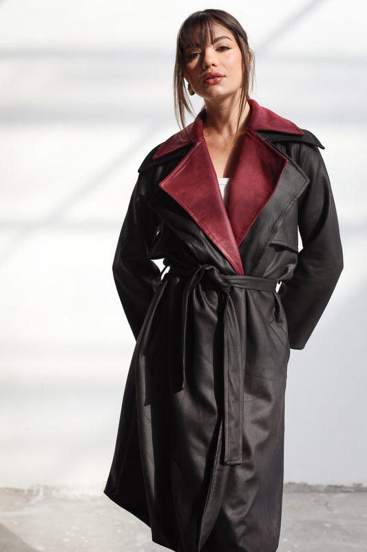 Warmer Winter Suede Coat - Black