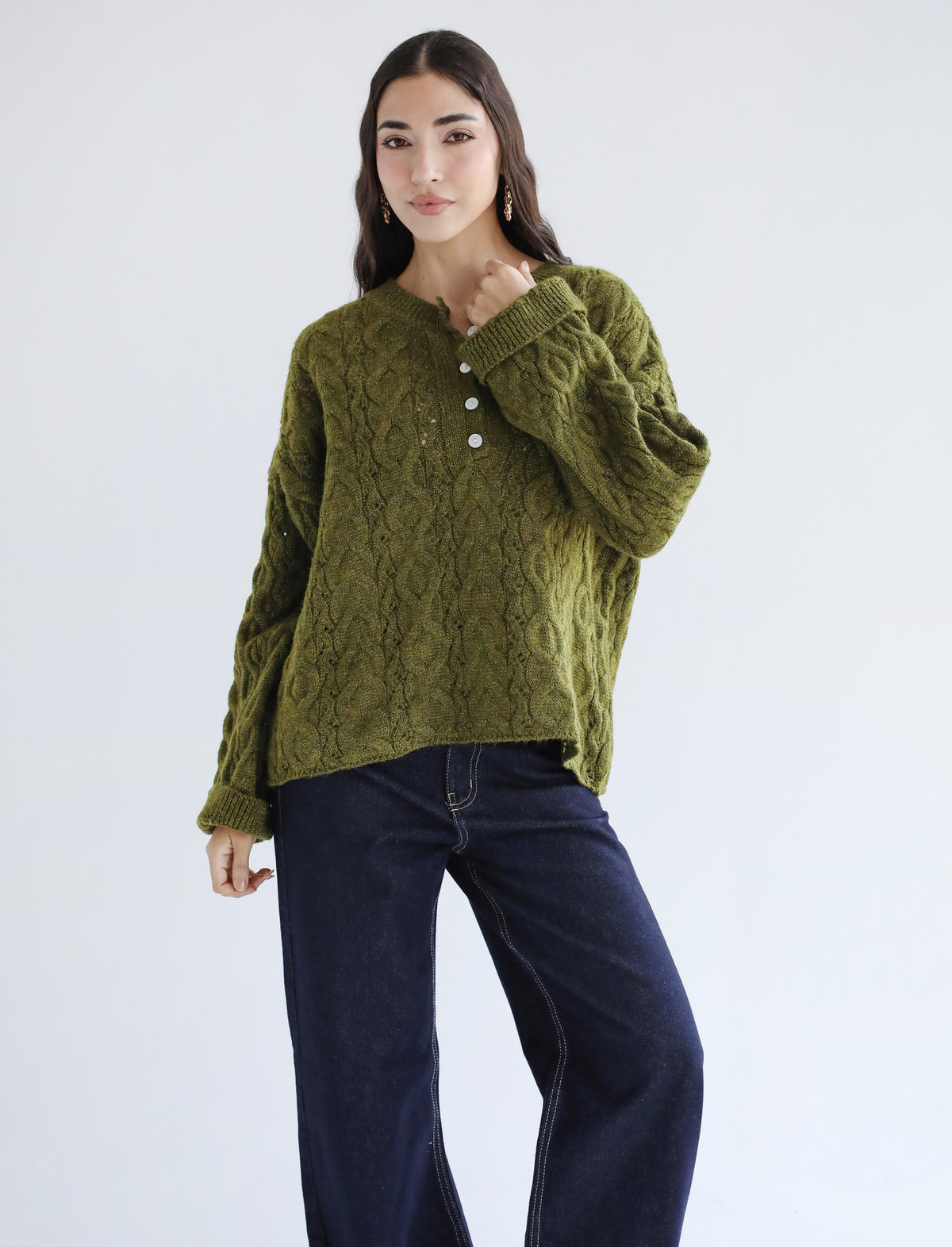 Sweet as you knit sweater - Olive