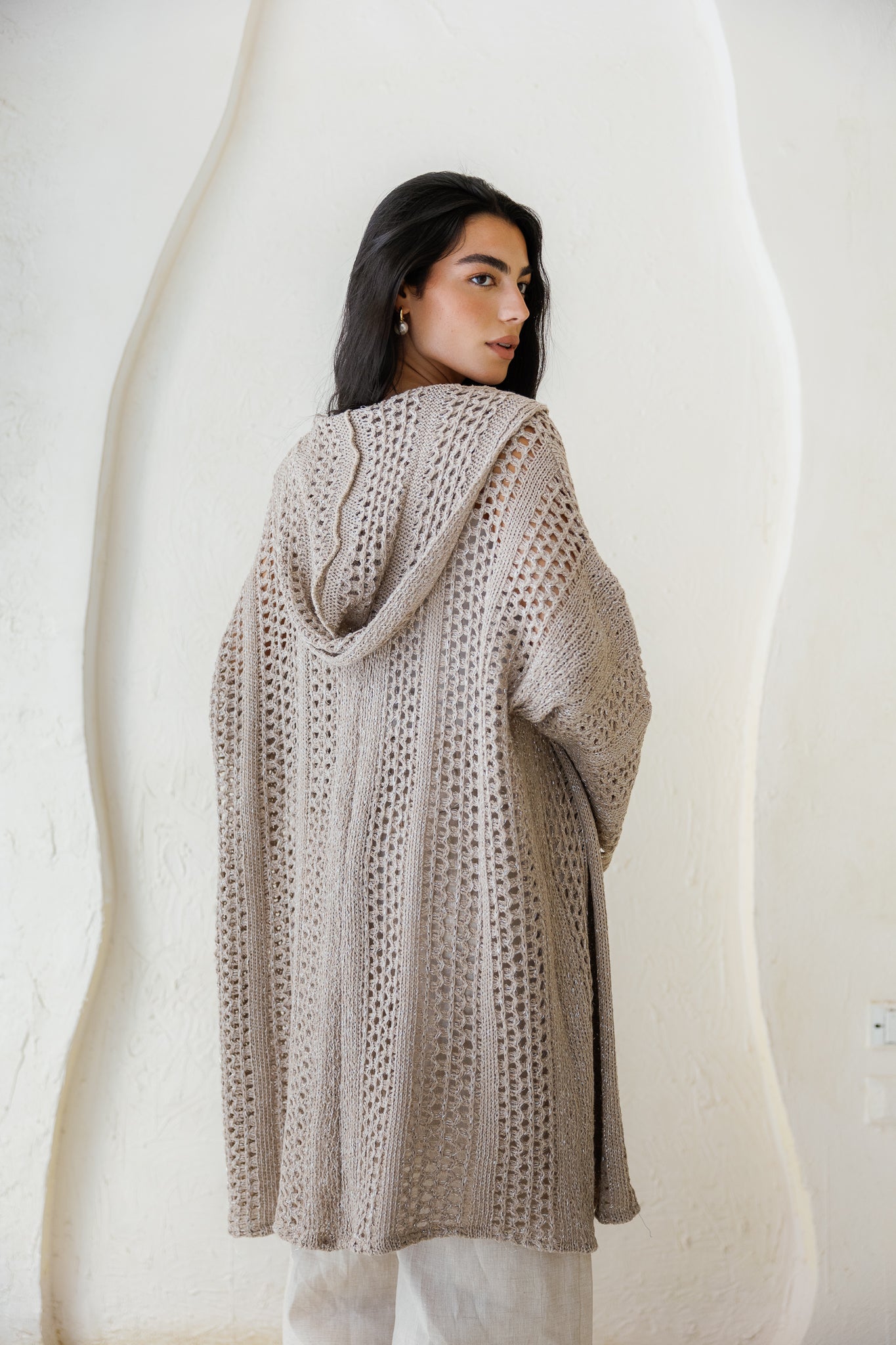 Golden Hour Crochet Cardigan - Taupe