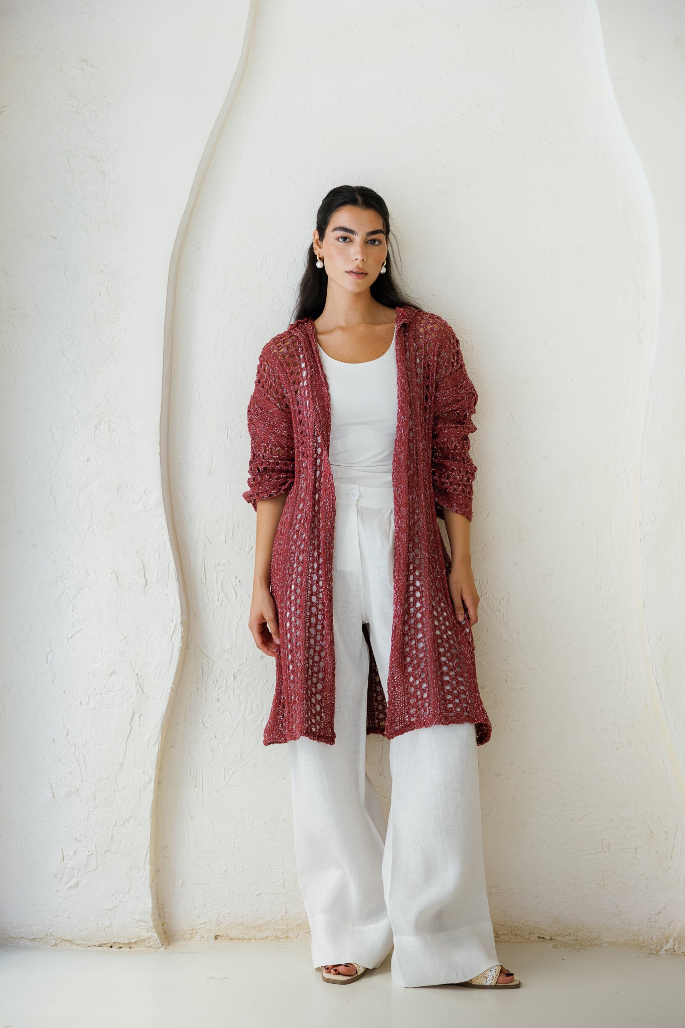 Golden Hour Crochet Cardigan - Burgundy