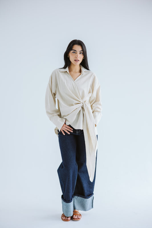 Wrapped In A Dream Top - Beige