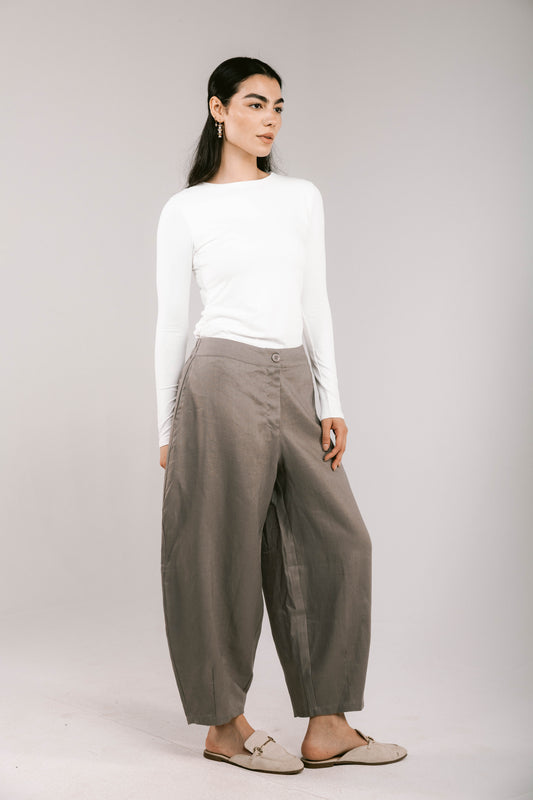 Essential Balloon Linen Pants - Grey