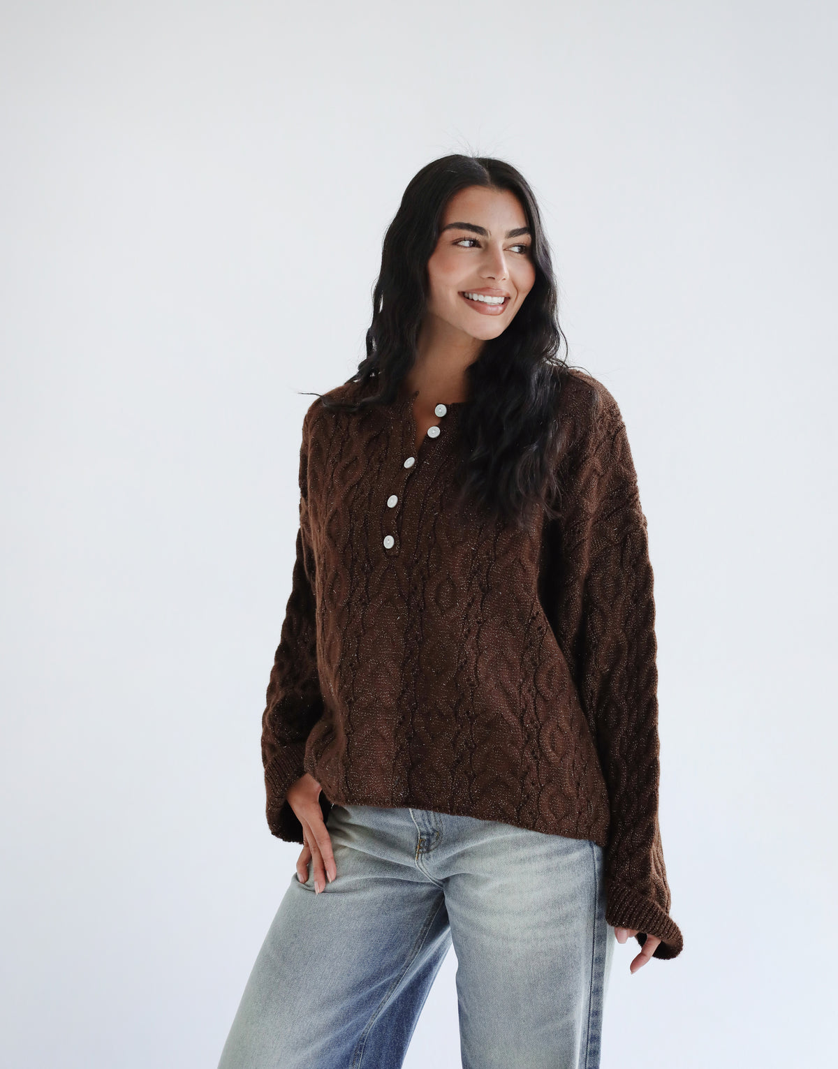 Sweet as you knit sweater - Brown