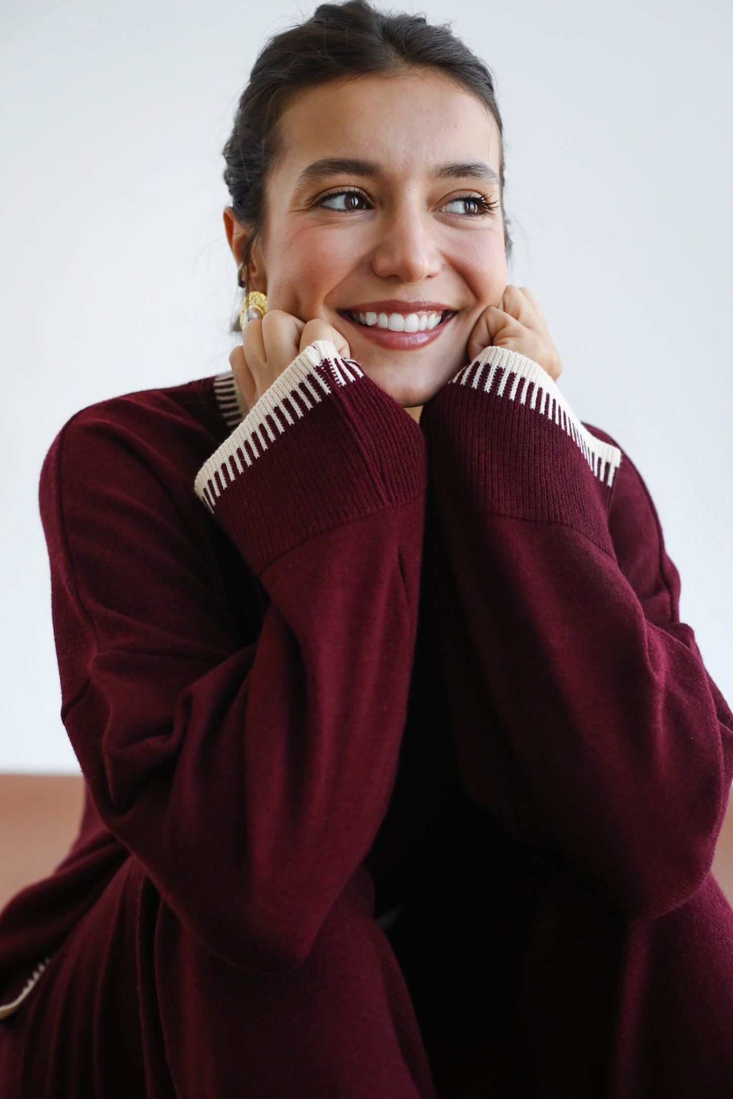 Minding My Business Knit Set - Burgundy