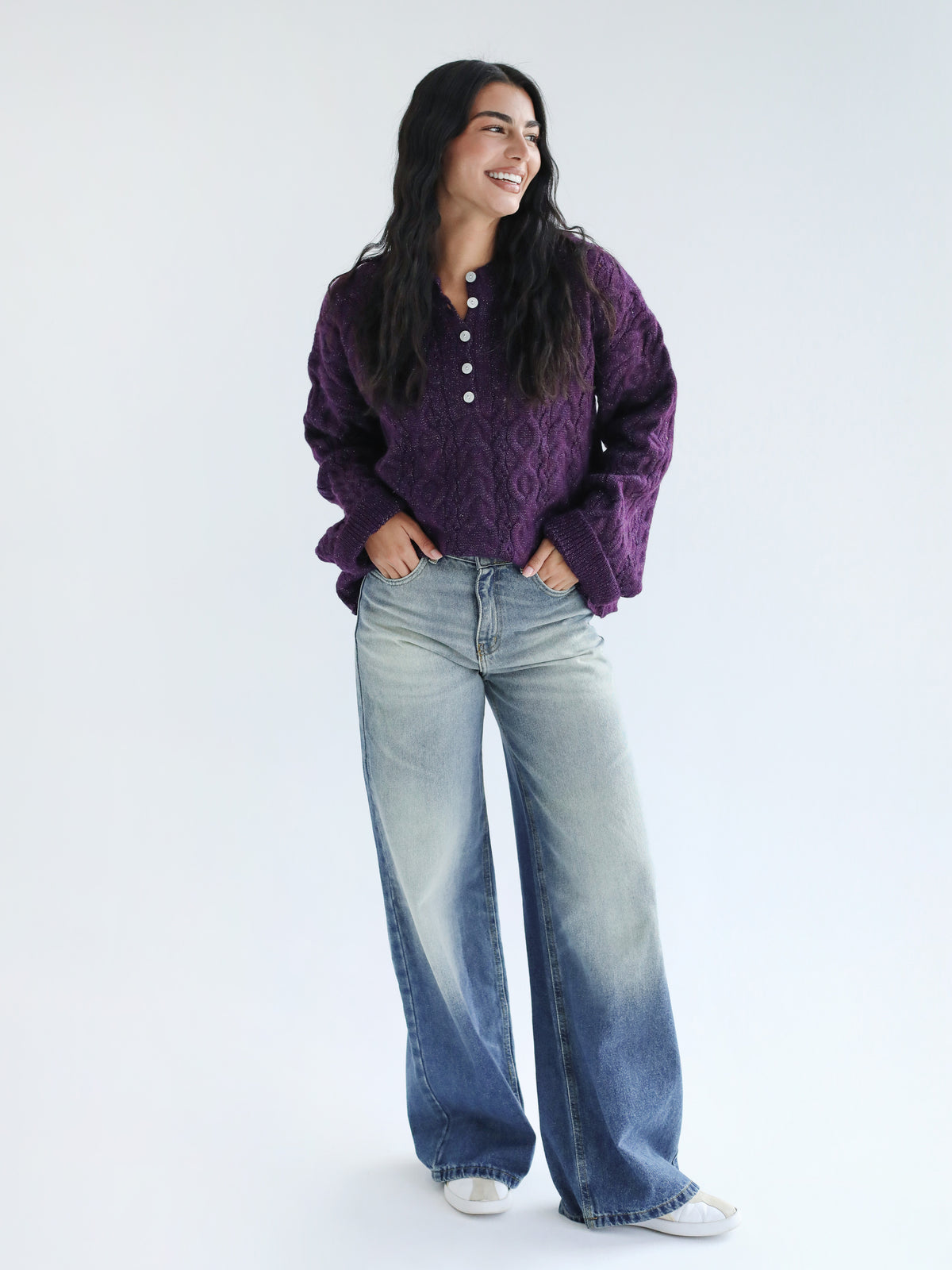 Sweet as you knit sweater - Purple