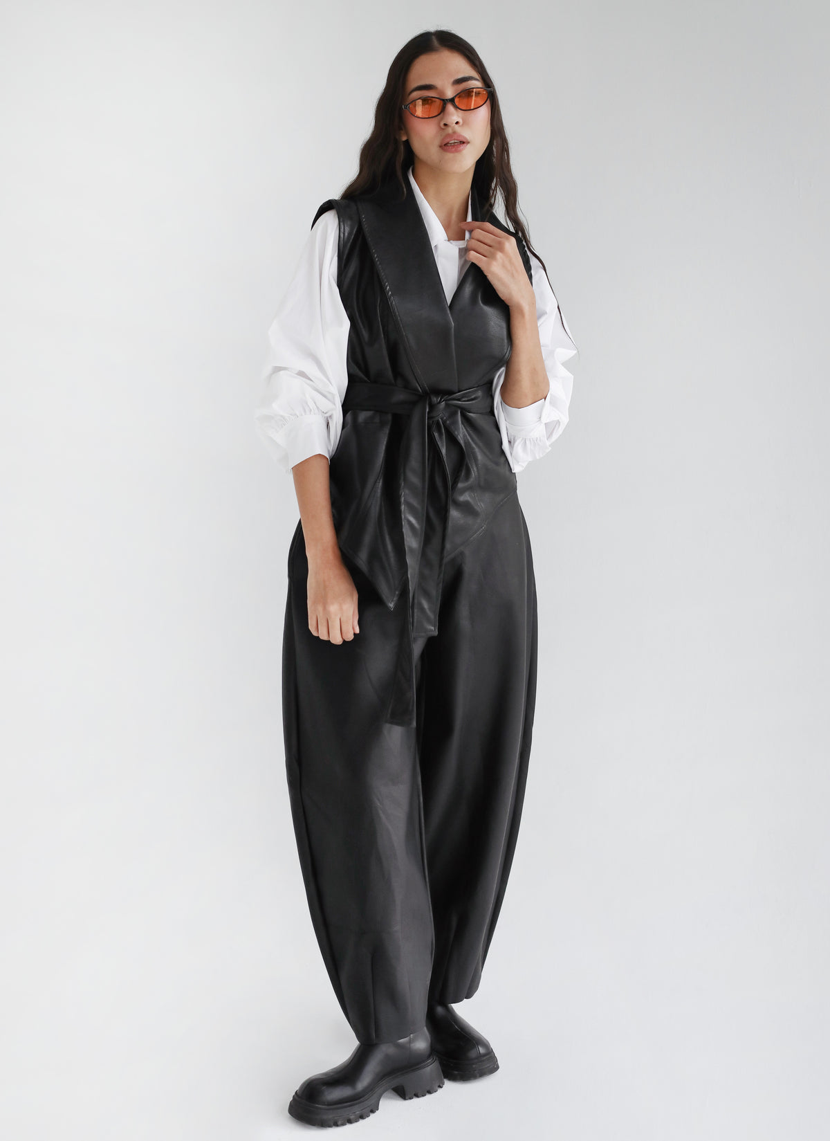 Smart Move Leather Vest in Black