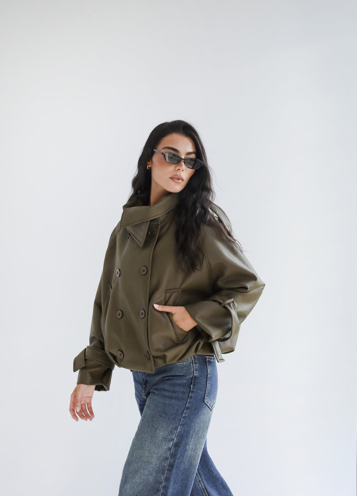 Instant Attraction Leather Jacket - Olive