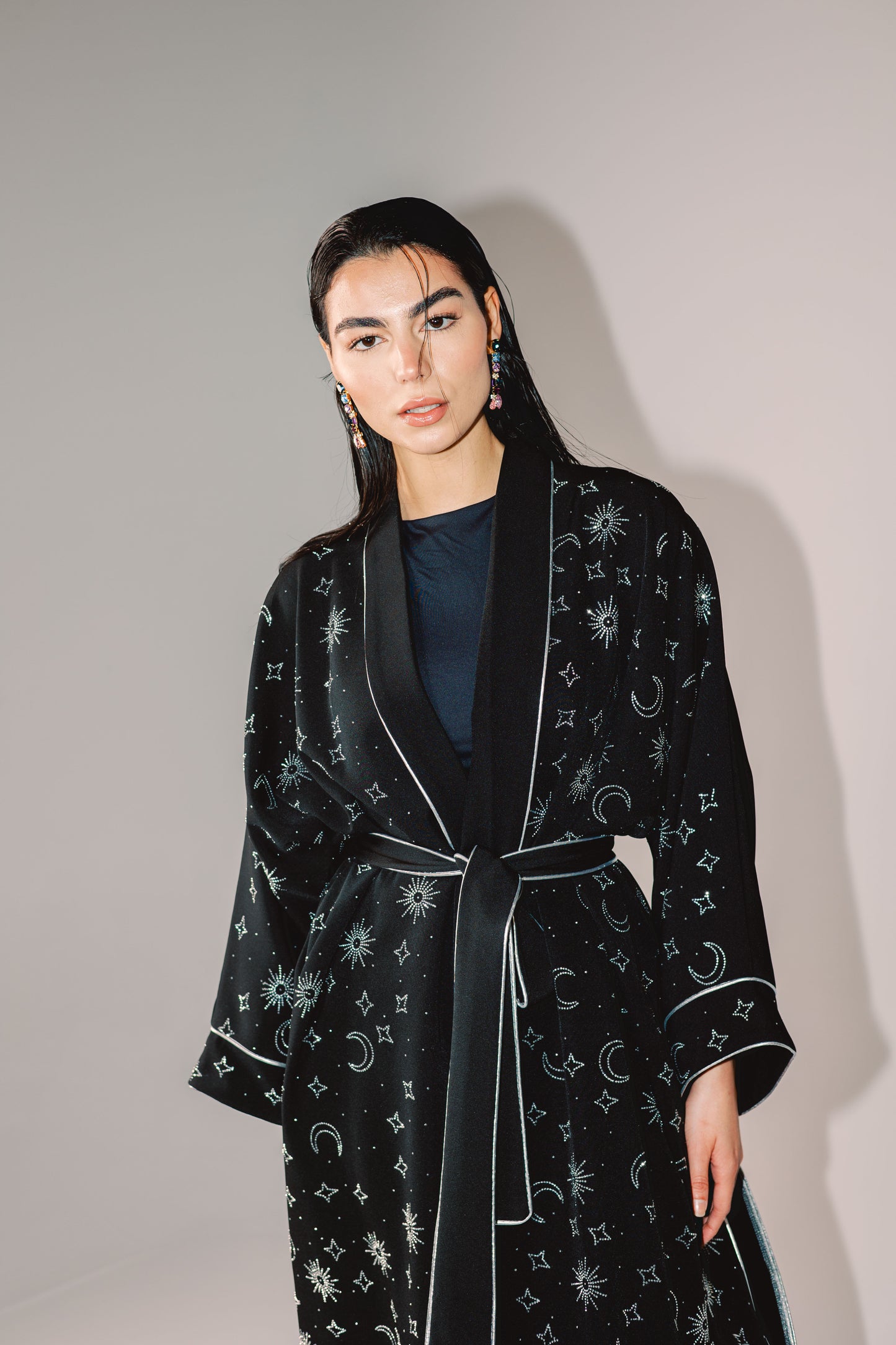 Over The Moon Kaftan in Black