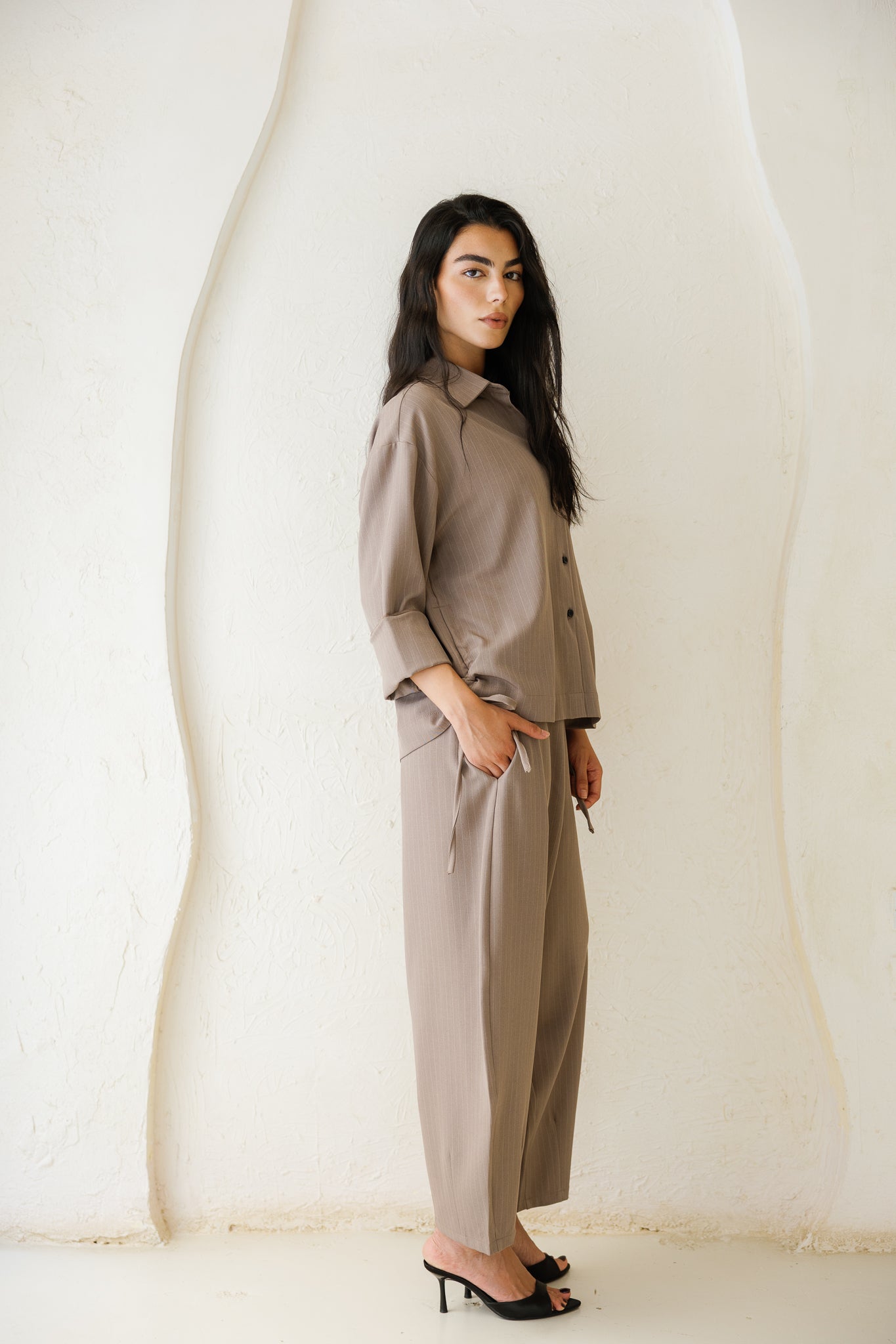 Perfect Tones Striped Set - Taupe