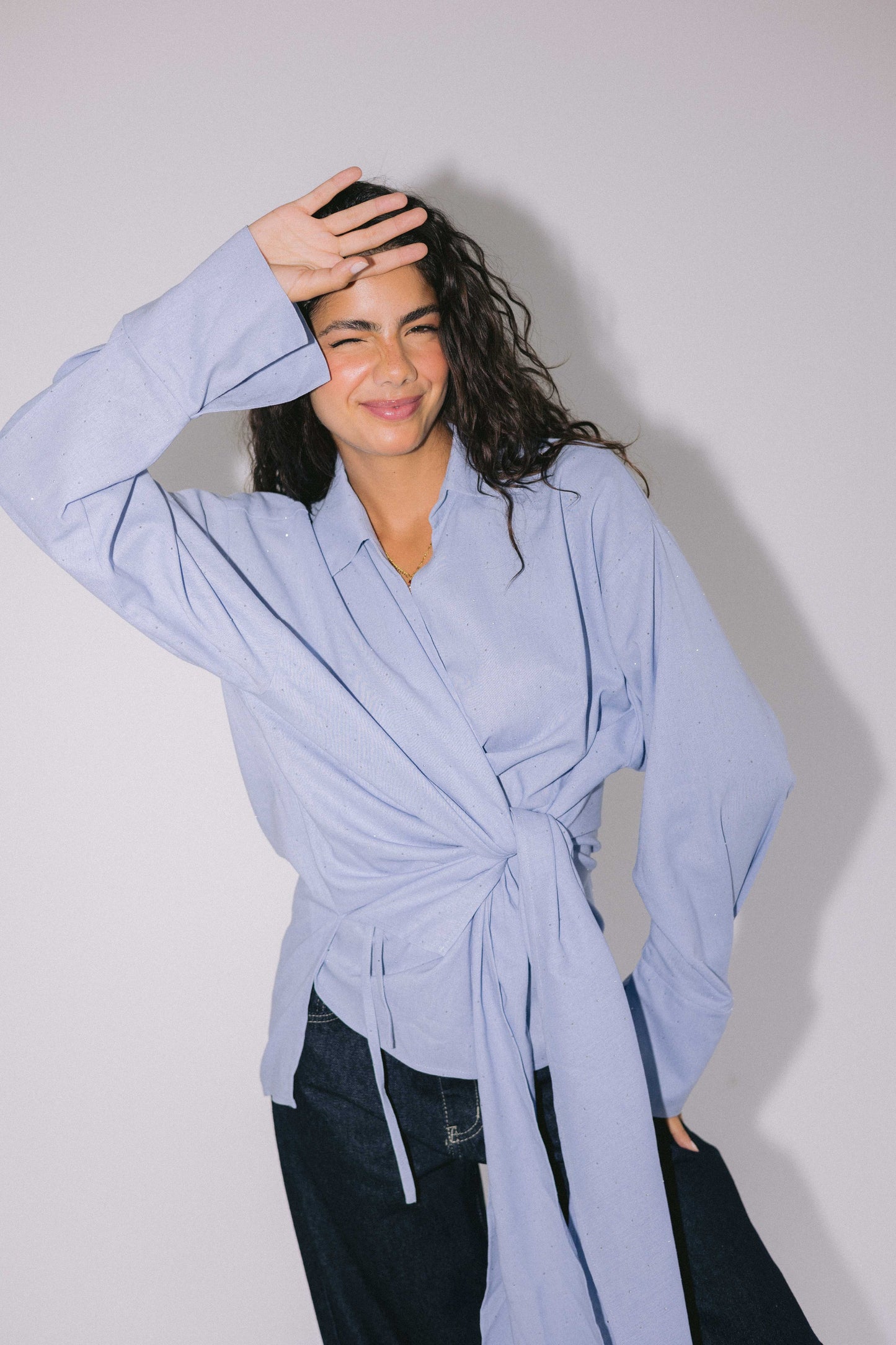Studded Wrapped In A Dream Top - Cloud Blue