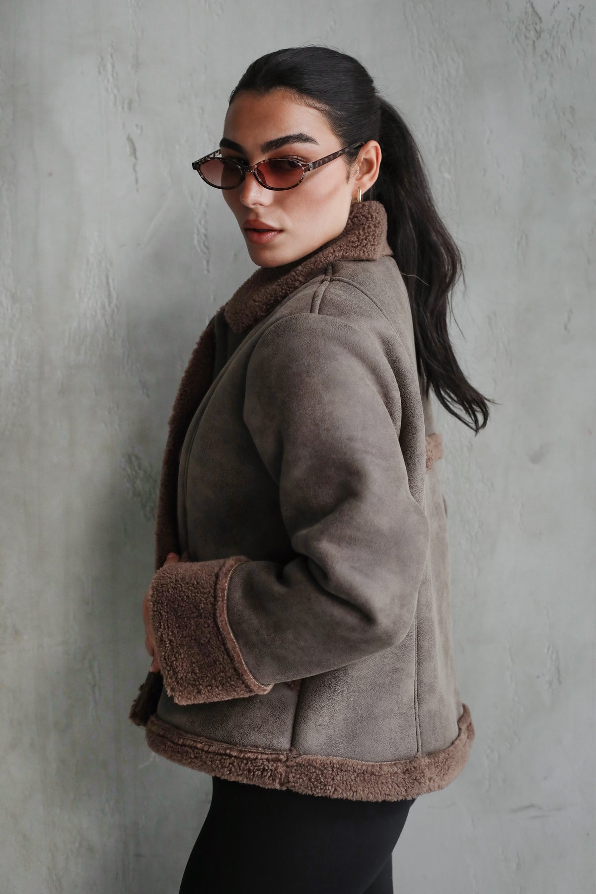 Feeling Cozy Shearling Jacket - Brown