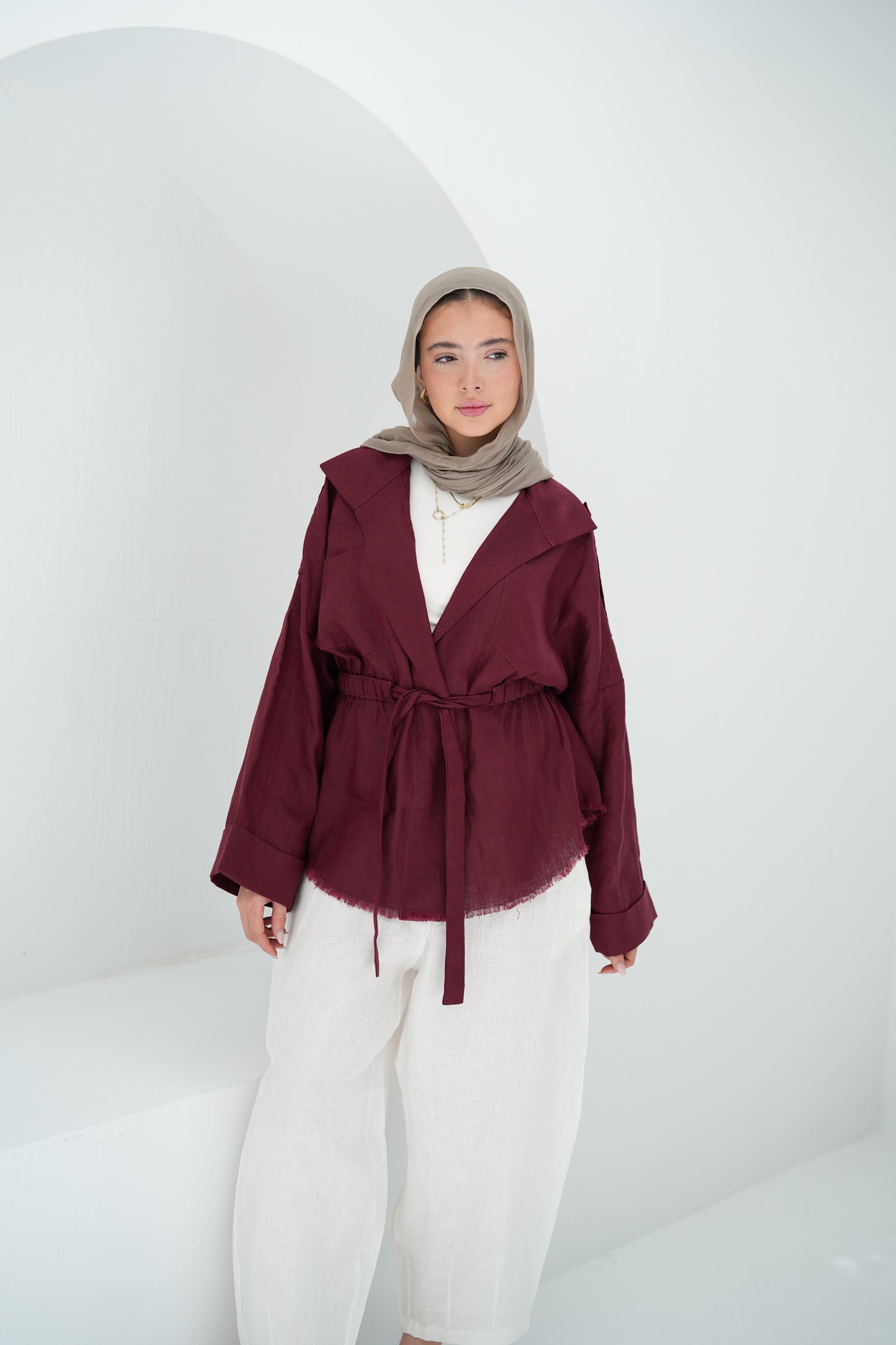 Amalia’s Signature Linen Top - Burgundy