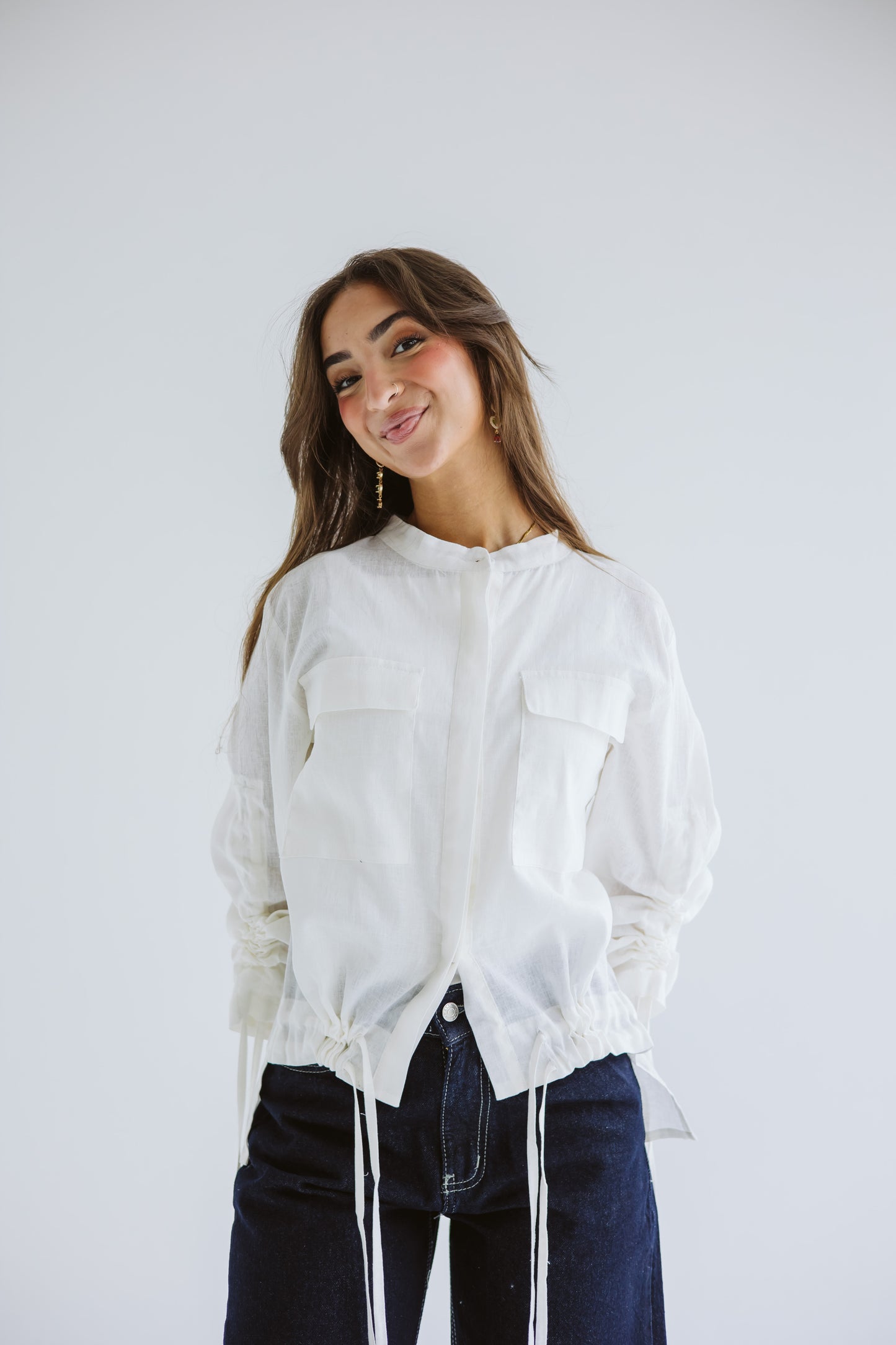 Pretty Fringes Linen Shirt - White