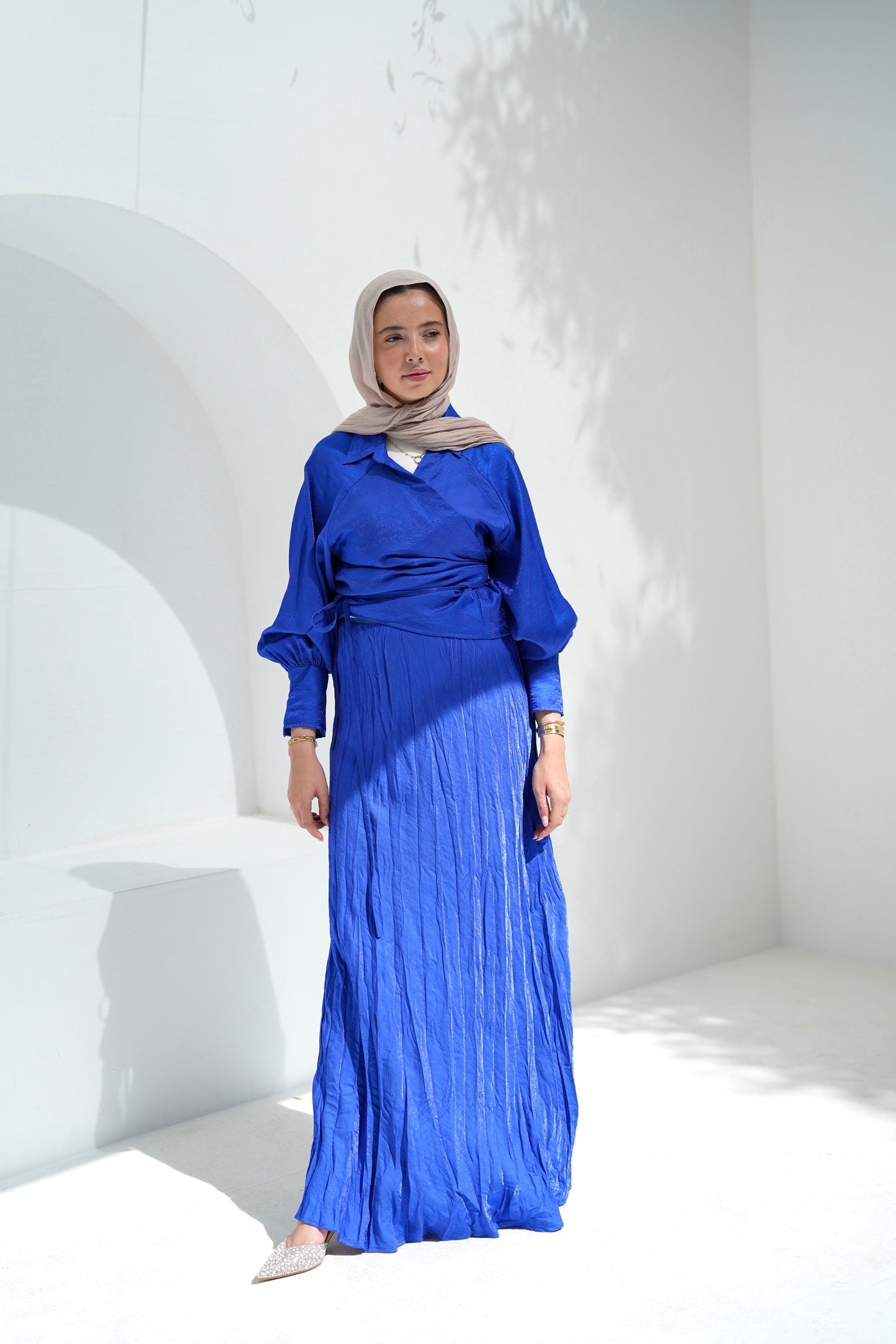 Shimmery Wrap Top - Royal Blue