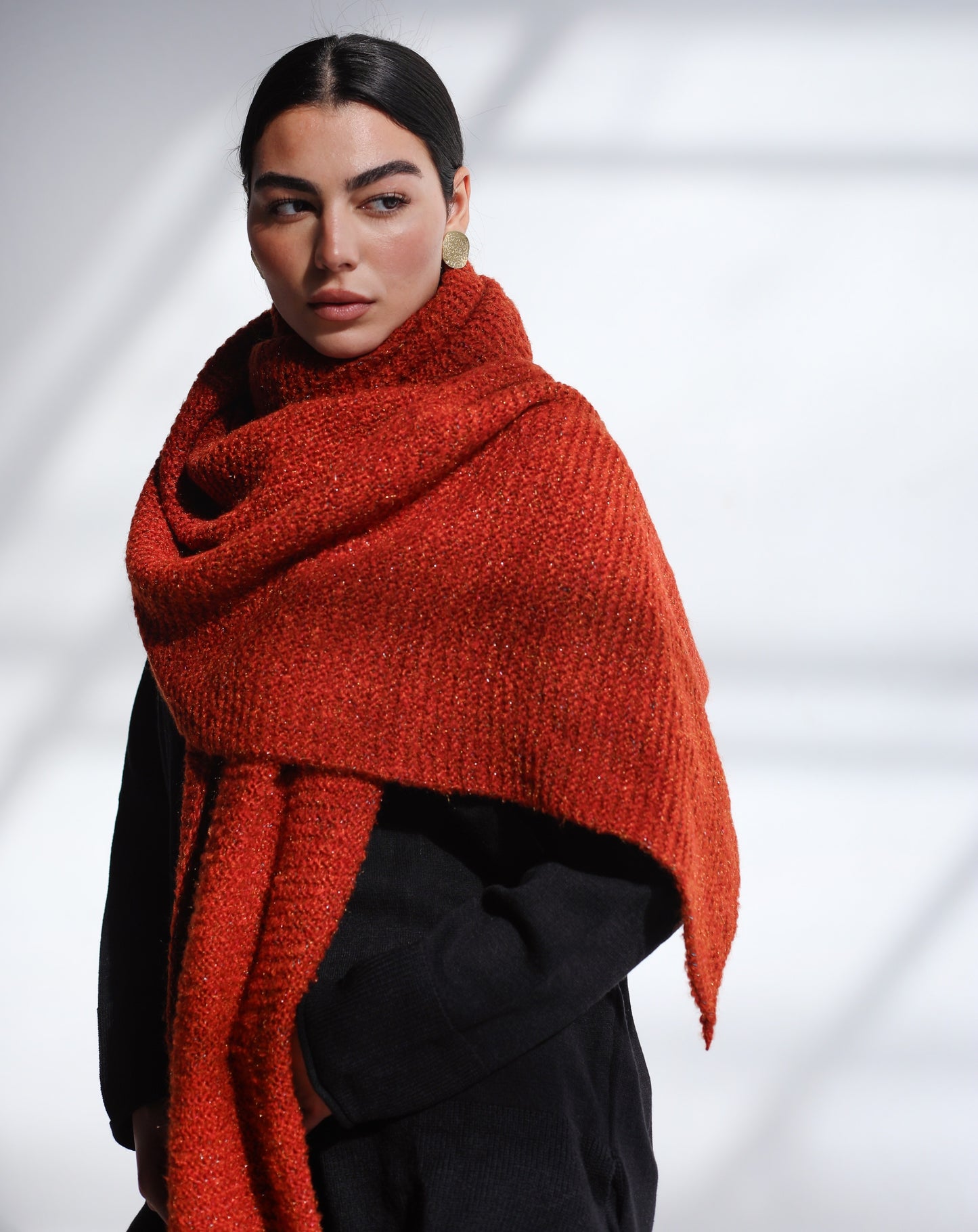 Winter Chill Knit Scarf - Burnt Orange