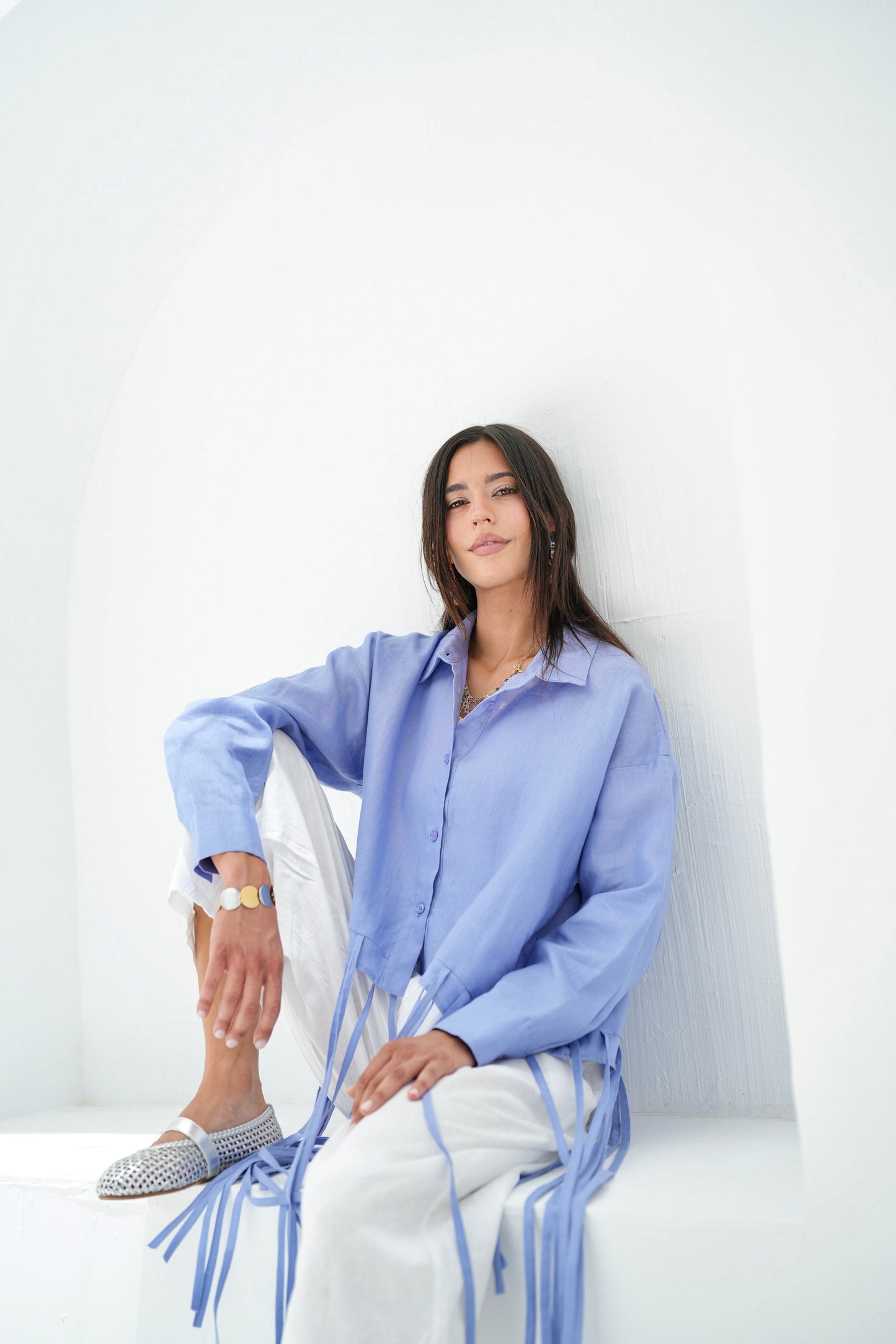 Girl’s Girl Linen Top - Sky Blue