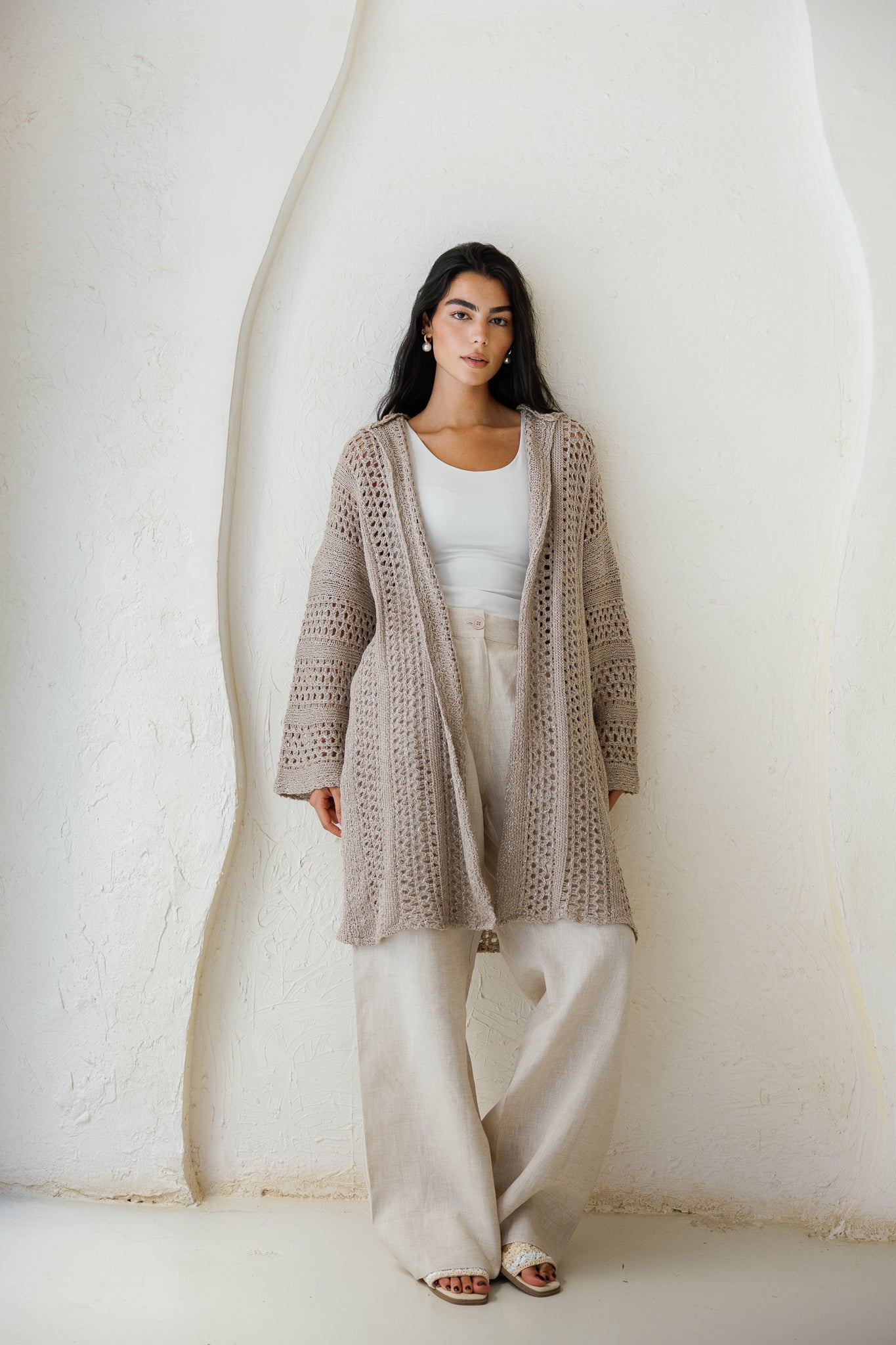 Golden Hour Crochet Cardigan - Taupe