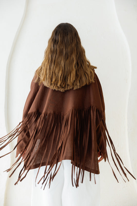 Summer Smiles Linen Top - Brown