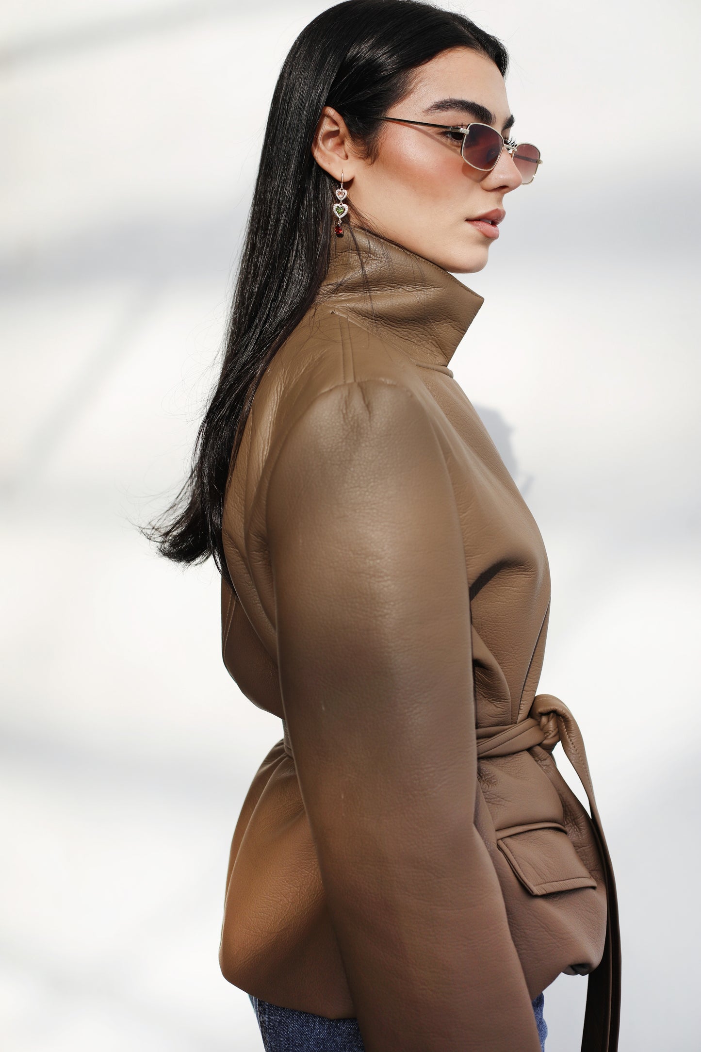 Going Places Leather Blazer - Taupe Brown