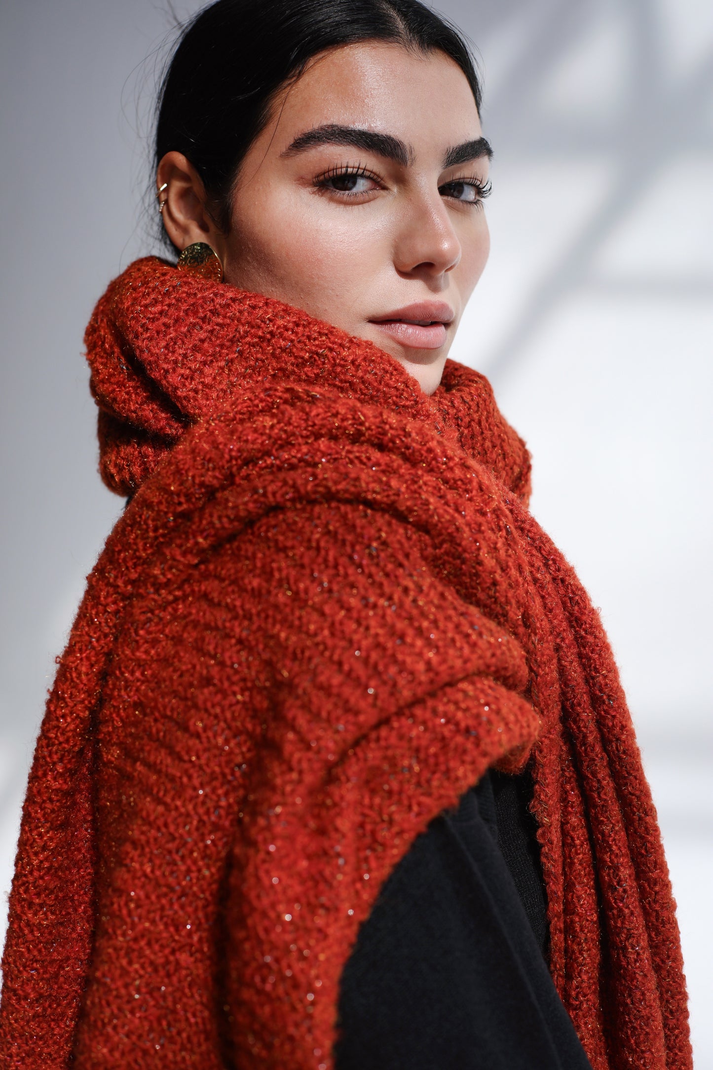 Winter Chill Knit Scarf - Burnt Orange
