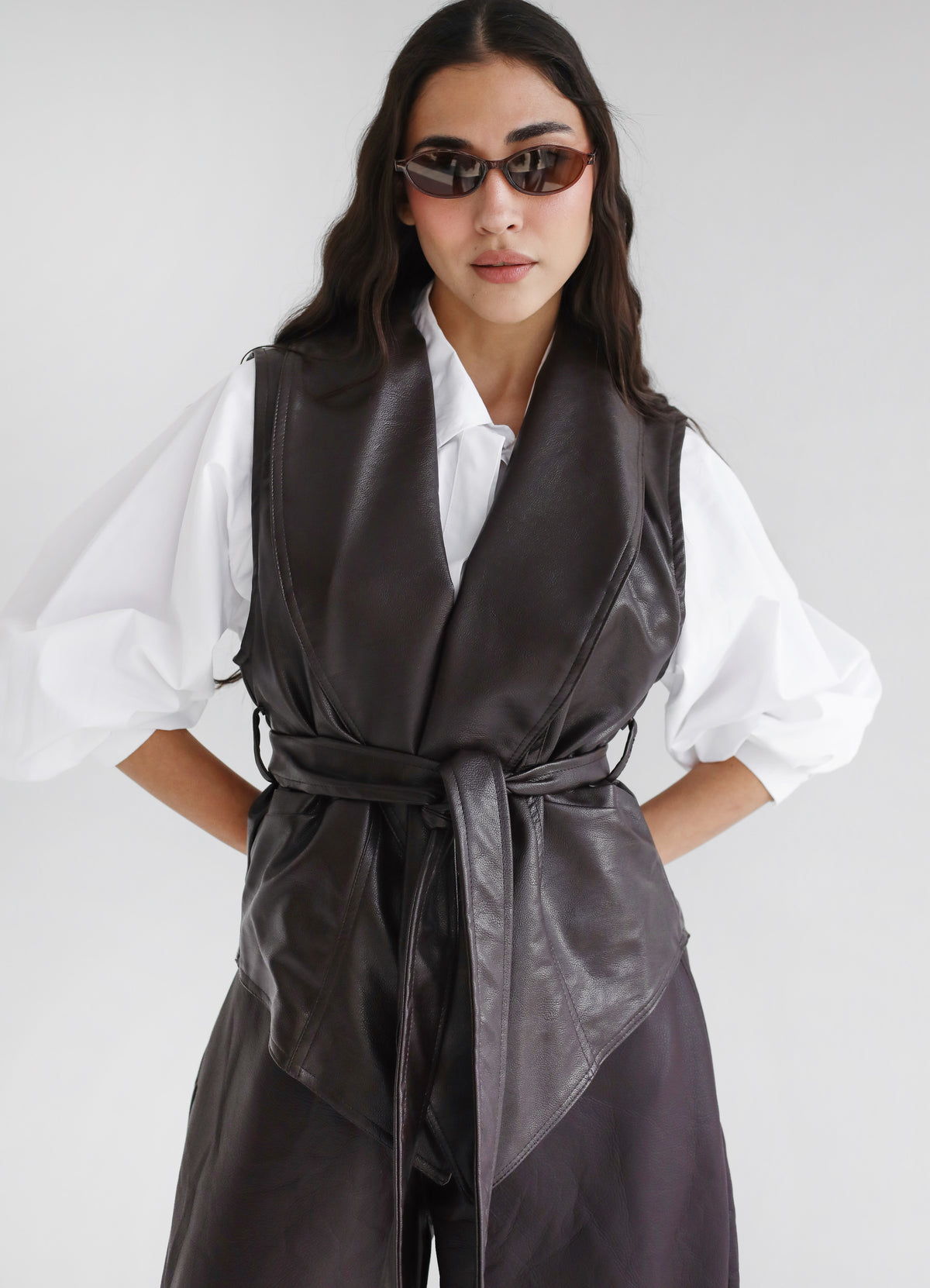 Smart Move Leather Vest in Brown