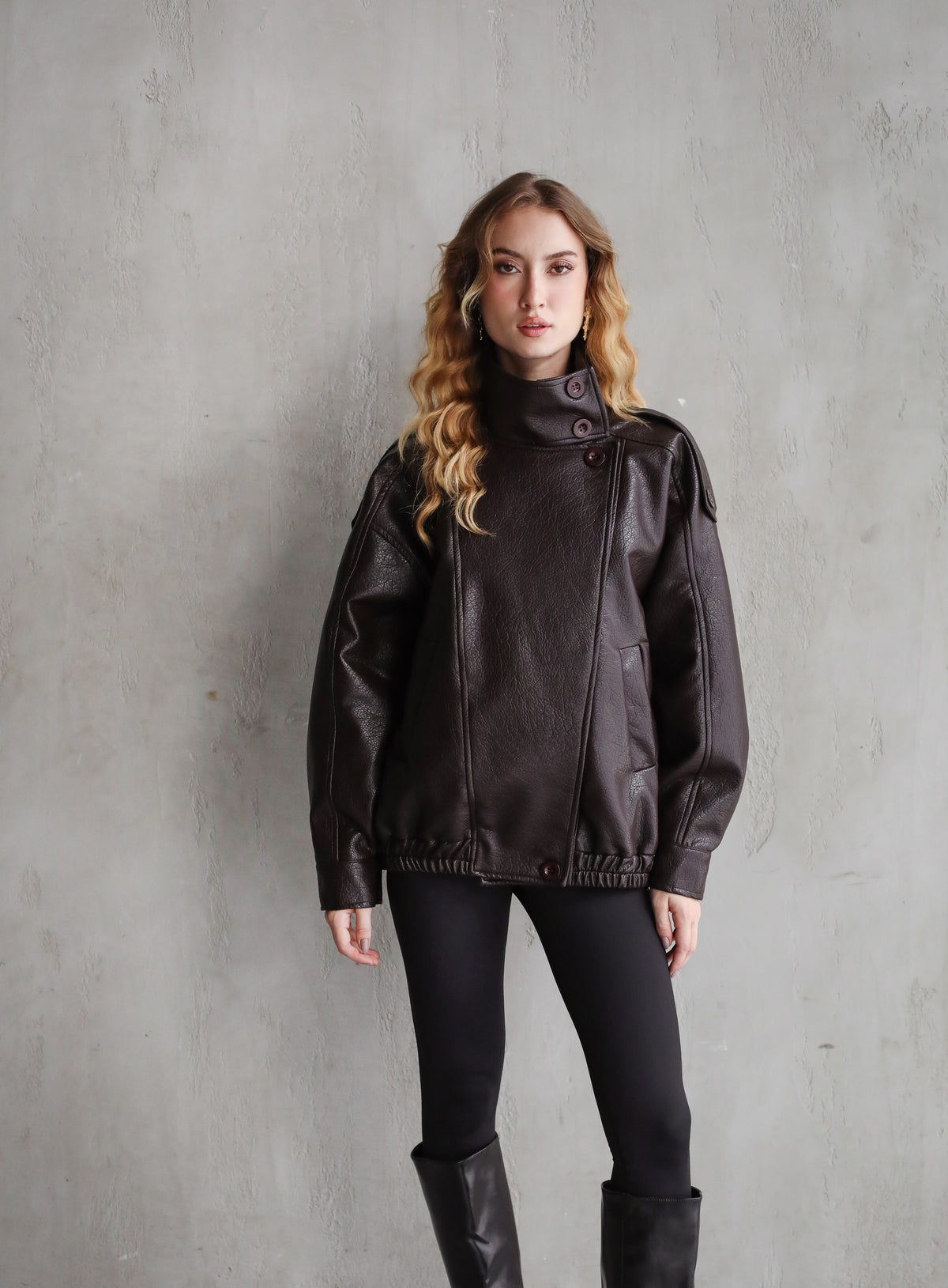 One of One Leather Biker Jacket - Brown