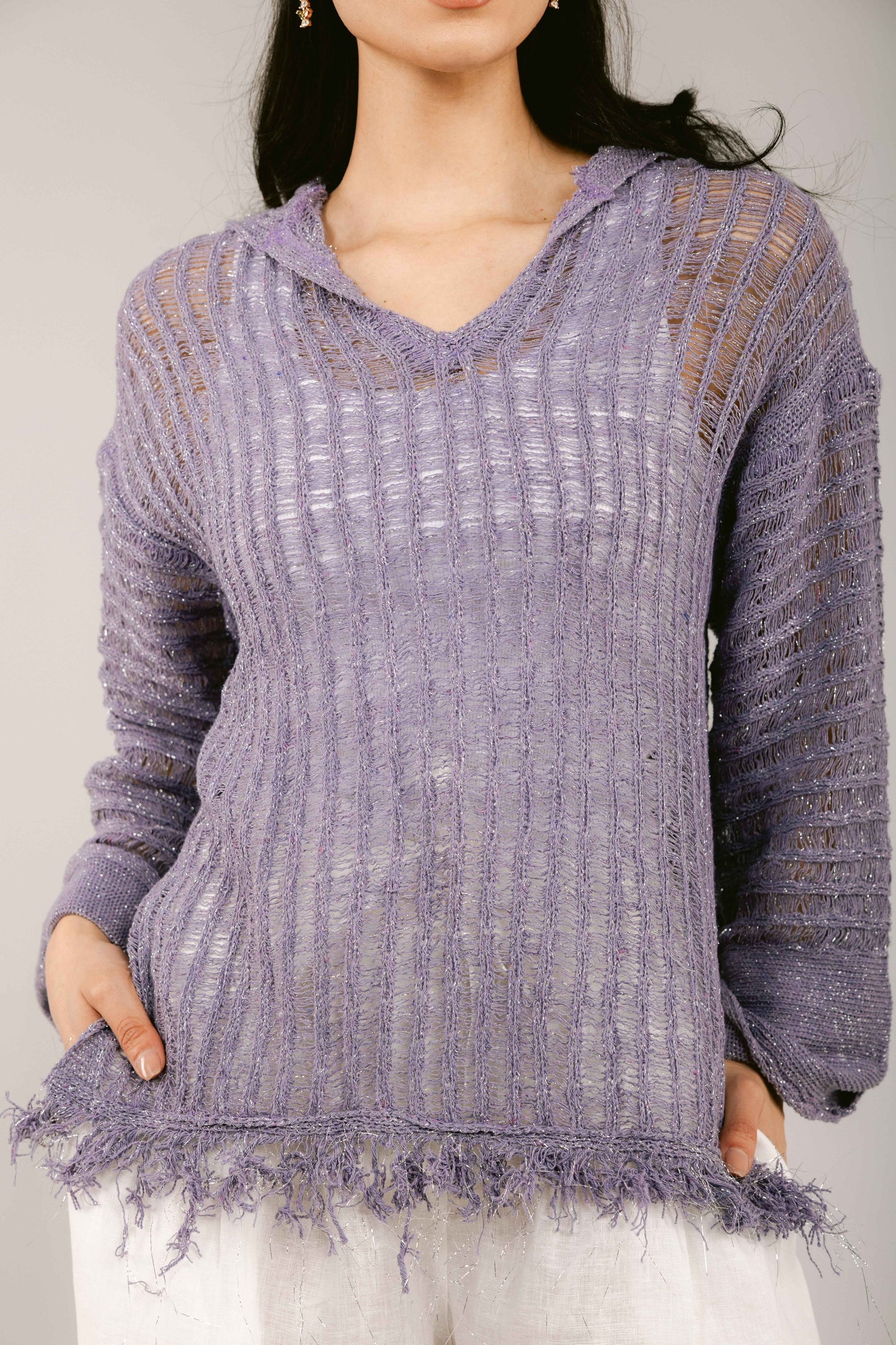 By The Beach Crochet Top - Lilac