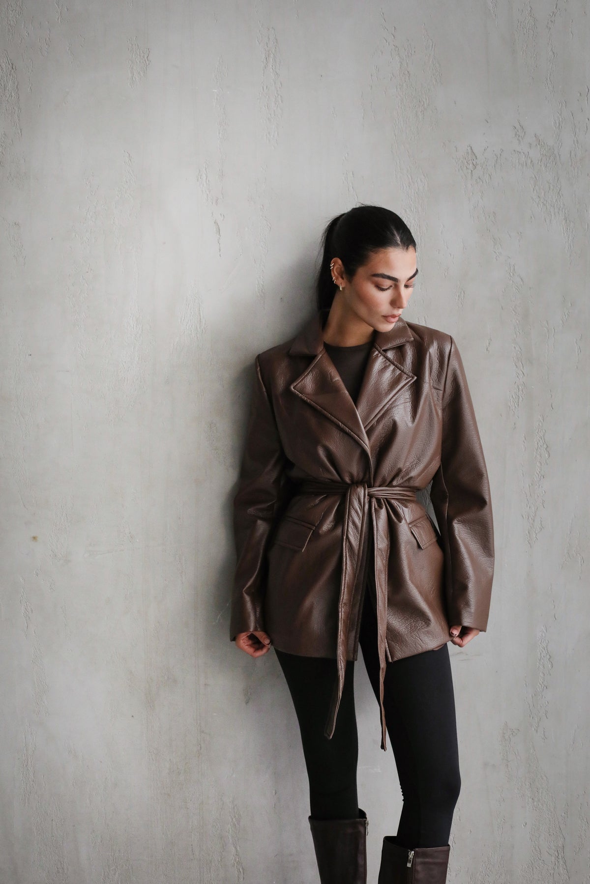 Going Places Leather Blazer (Long Version)  - Brown