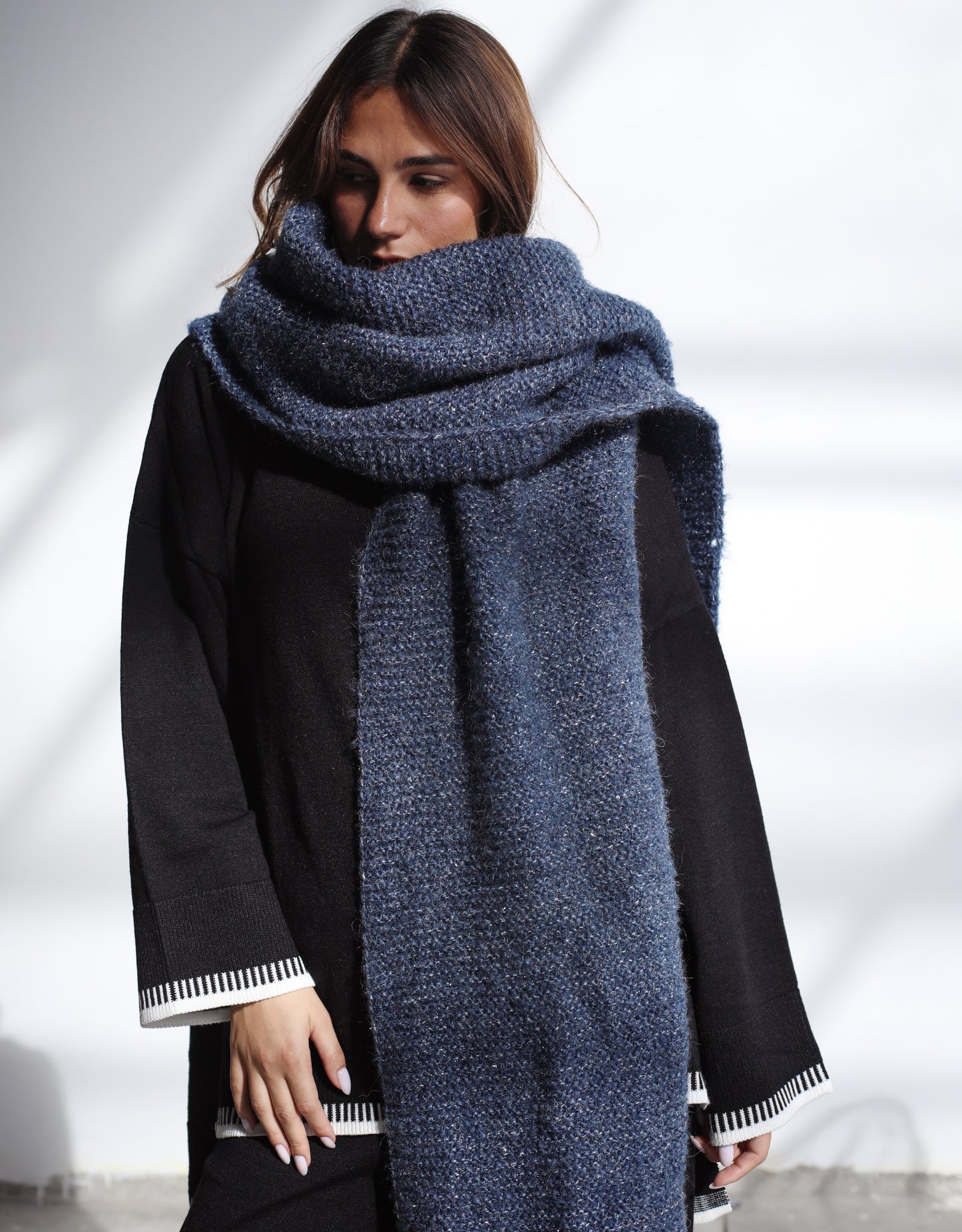 Winter Chill Knit Scarf - Storm Blue