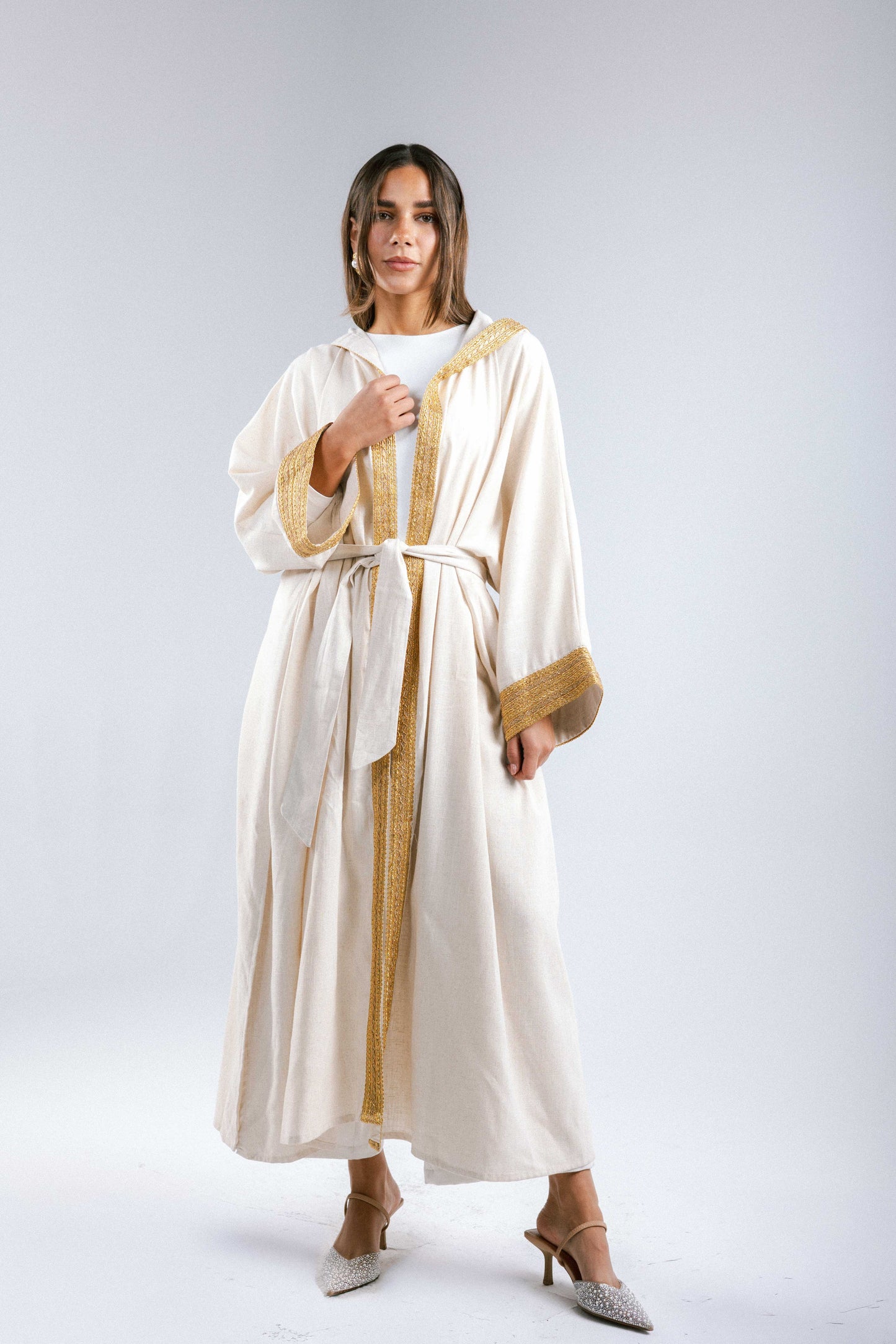 Marrakesh Linen Kaftan in Beige