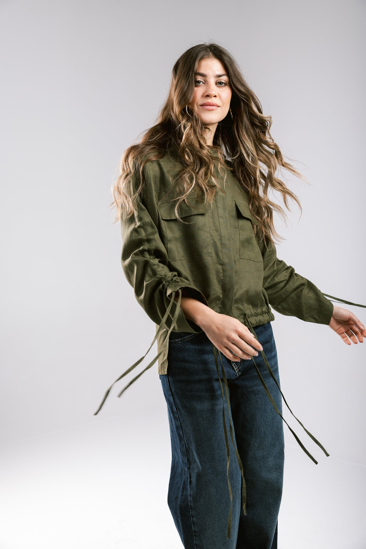 Pretty Fringes Linen Shirt - Olive