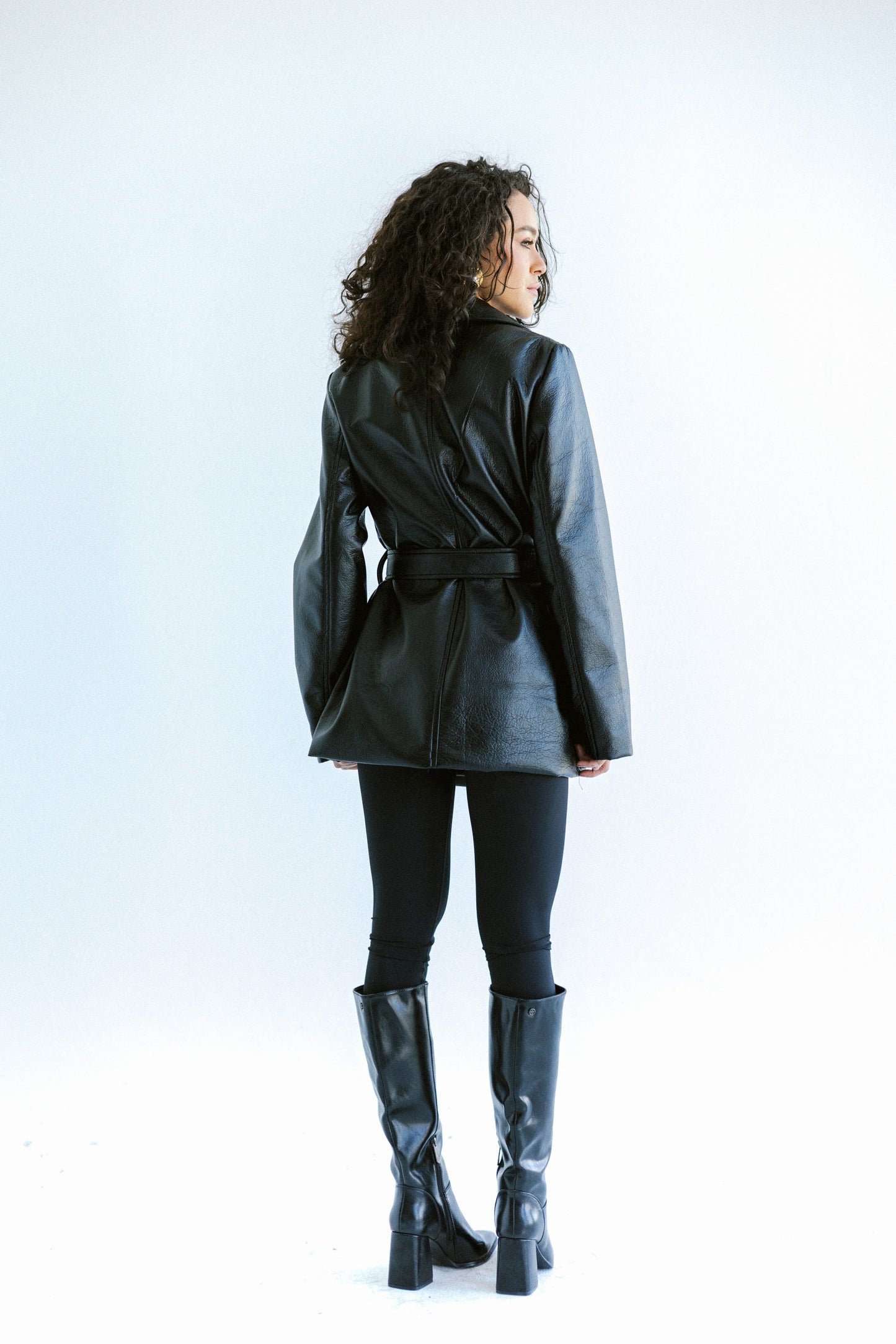 Going Places Leather Blazer (Long Version)  - Black