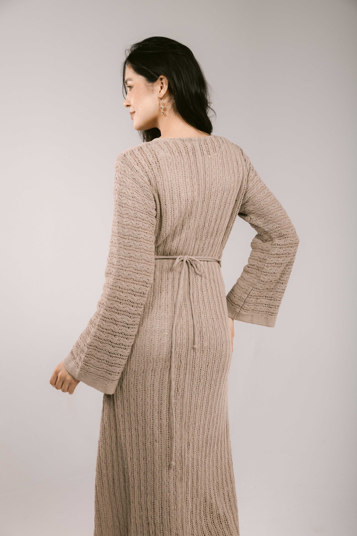 Sun Rays Crochet Dress - Taupe