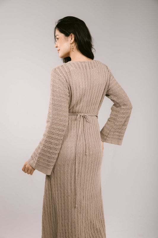Sun Rays Crochet Dress - Taupe
