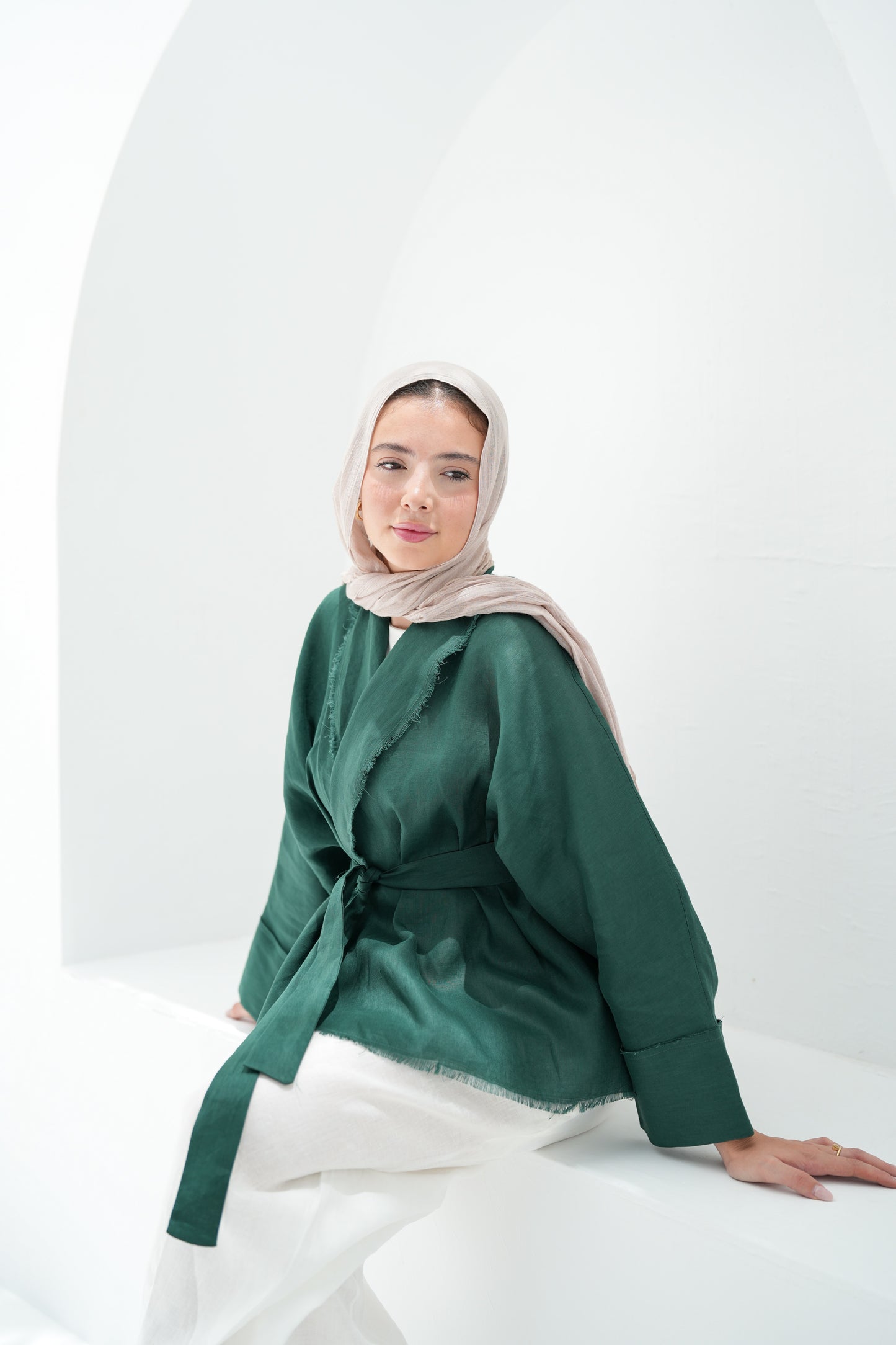 Sun Chaser Linen Cardigan - Emerald Green